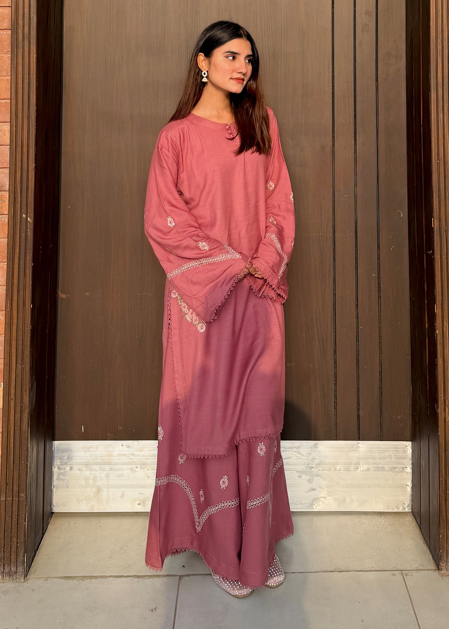 dhanak Co Ord Sets in Pink