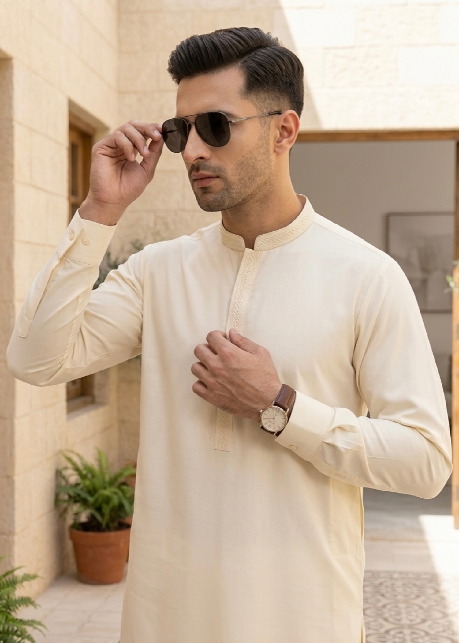 wash & wear Shalwar Kameez in Beige