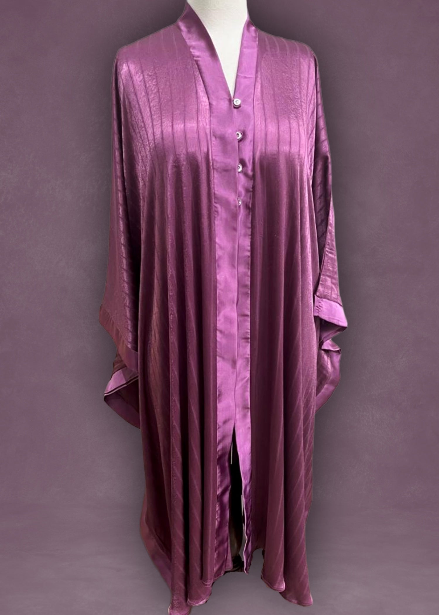 poly silk Abaya in Purple taupe