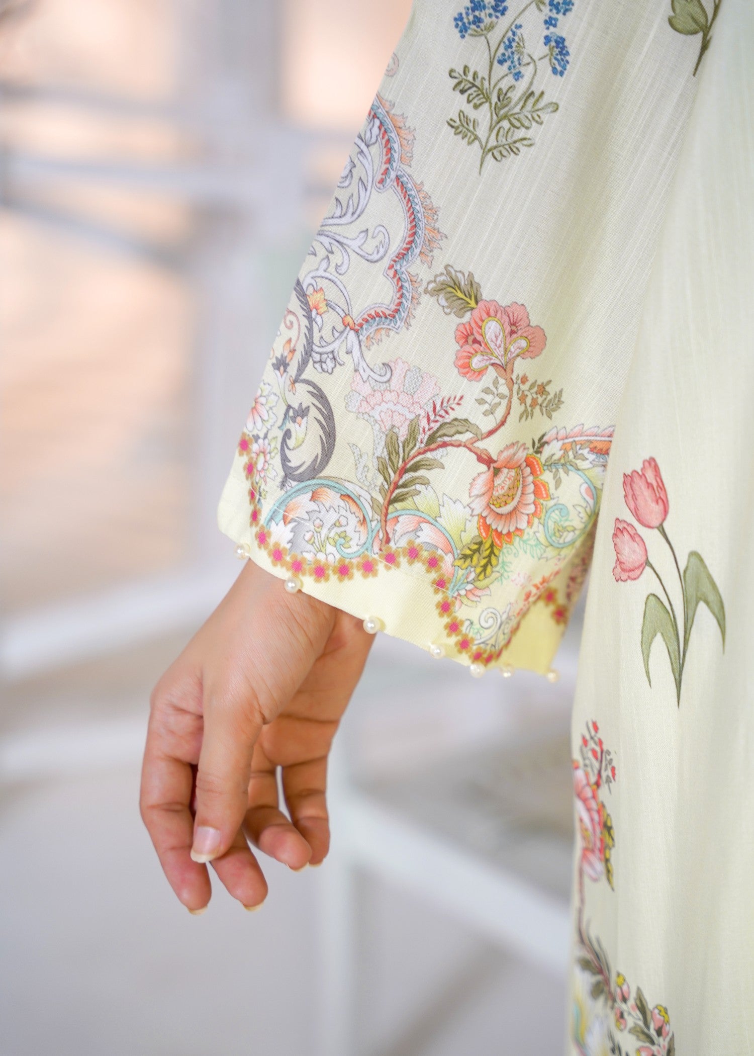 pk raw silk Kaftan in Cream