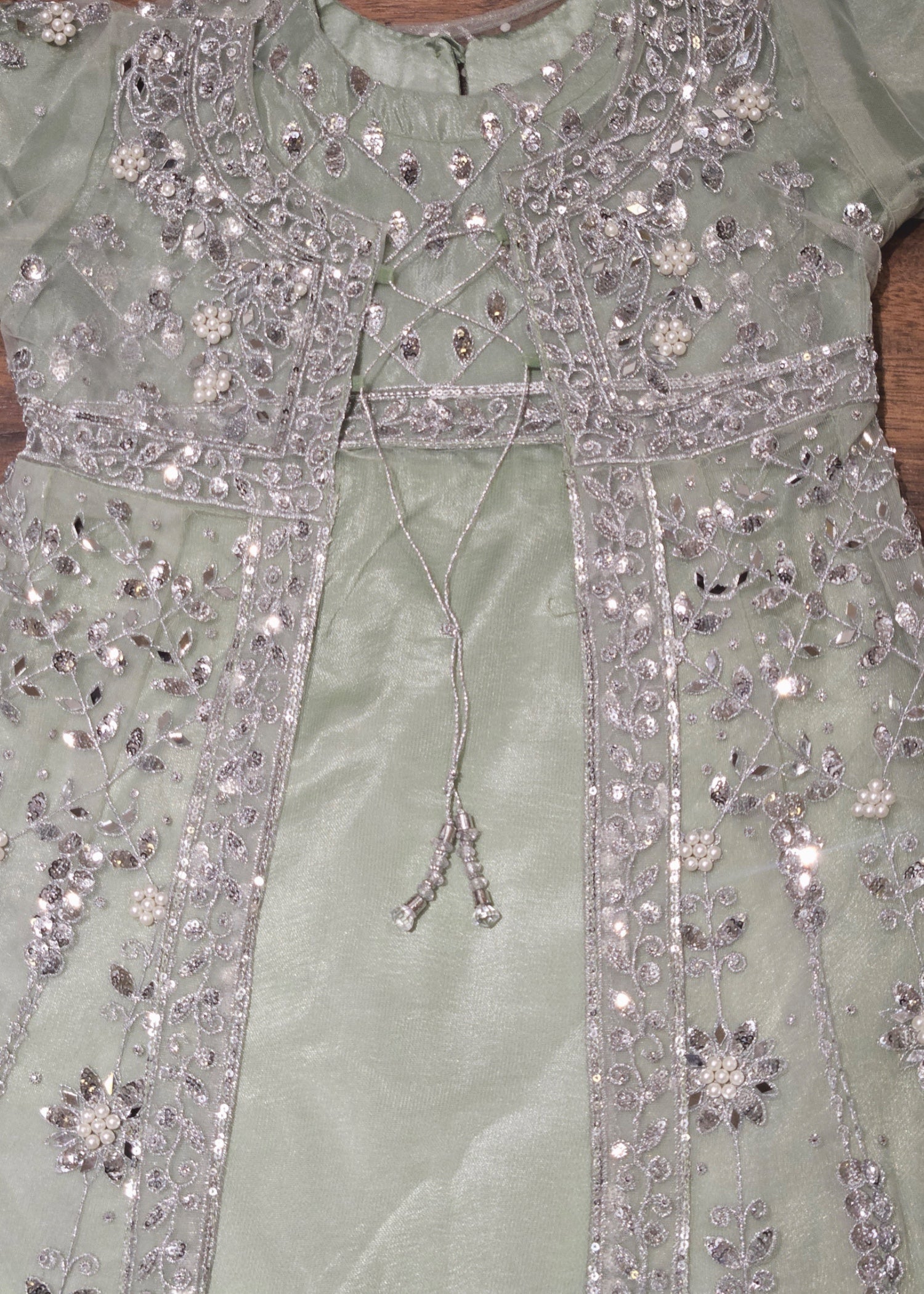 net Gown in Pistachio green