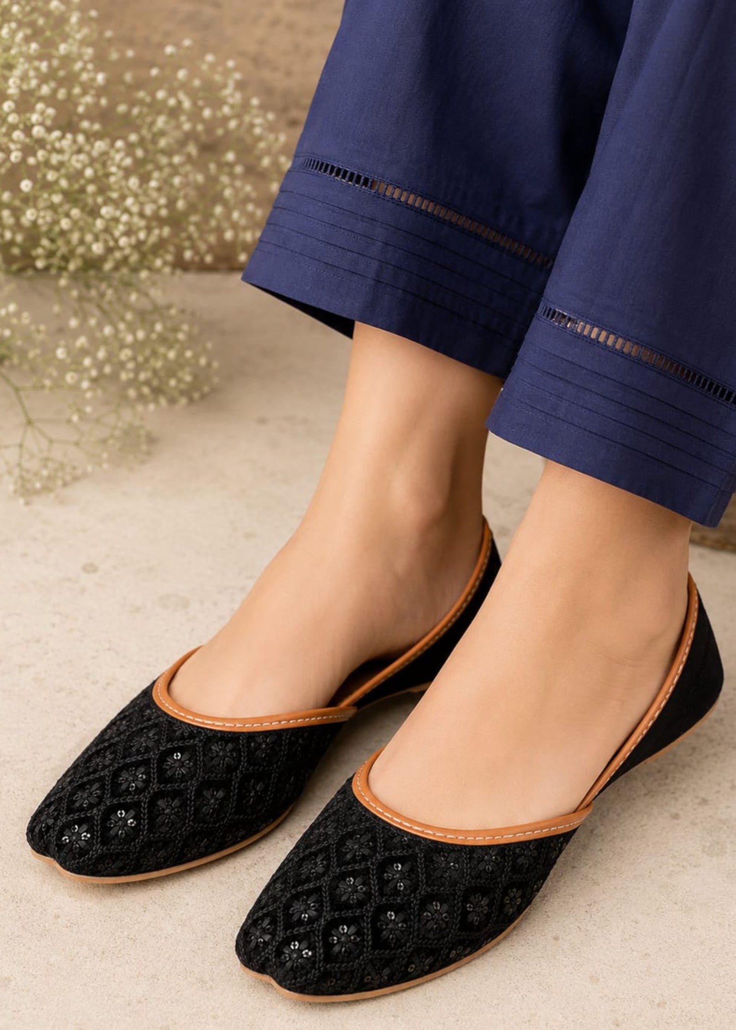 Khussa in Black by - High Quality Women Khussa MOG1370