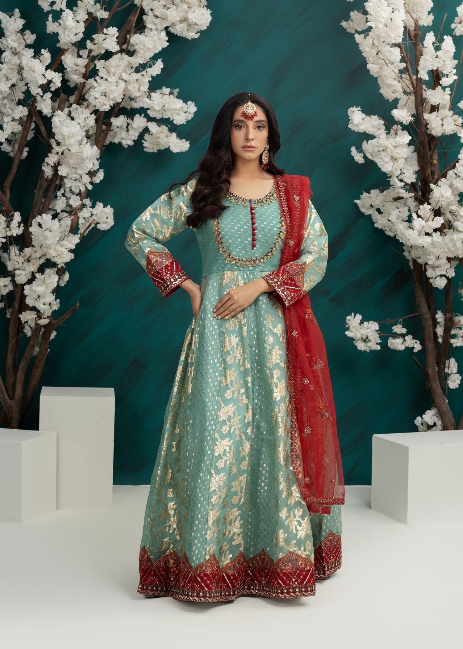 tissue Pishwas in Mint green