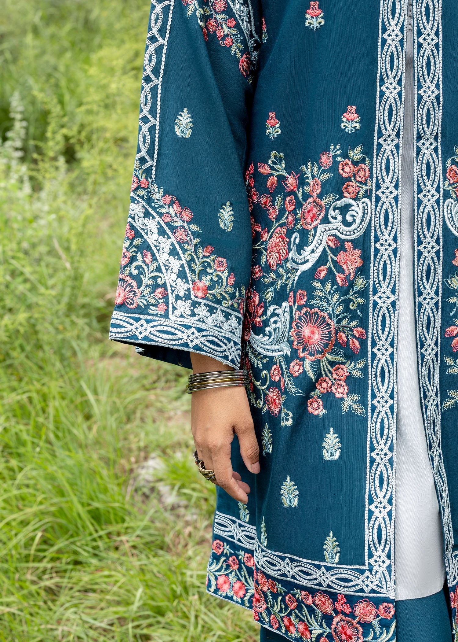 khaddar Jacket in Teal