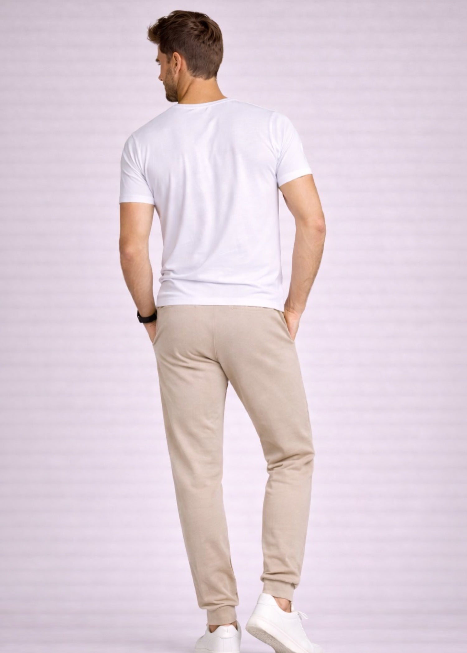 cotton jersey Trousers in Beige