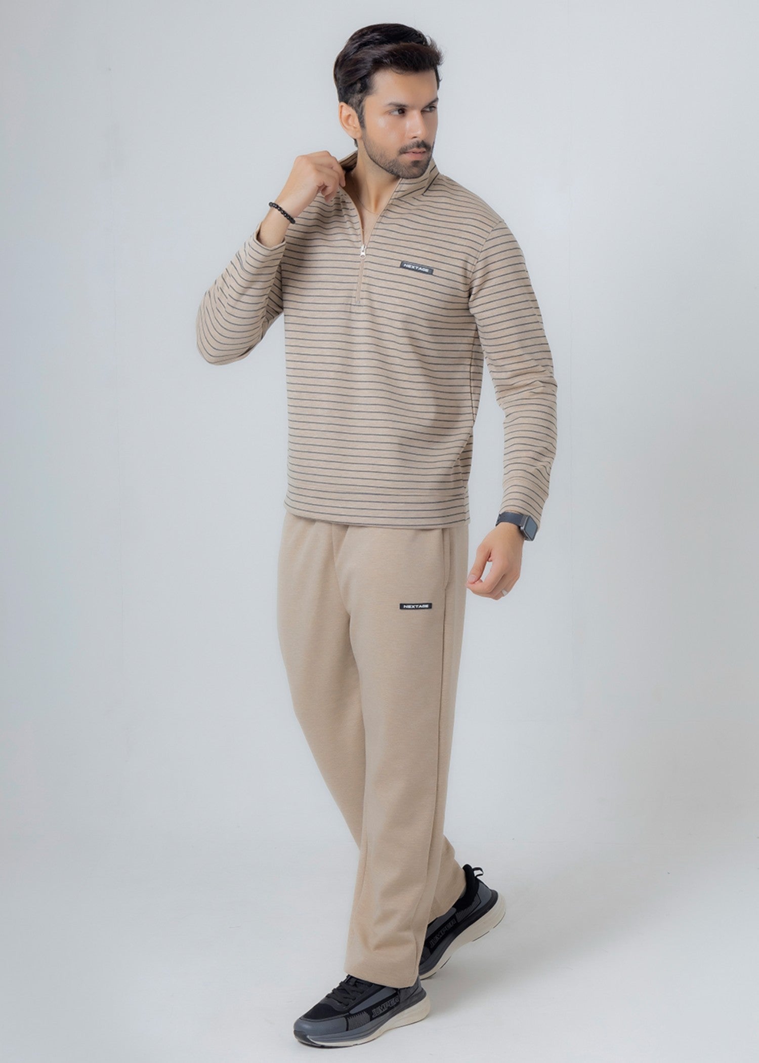 polyester-spandex Tracksuit in Beige