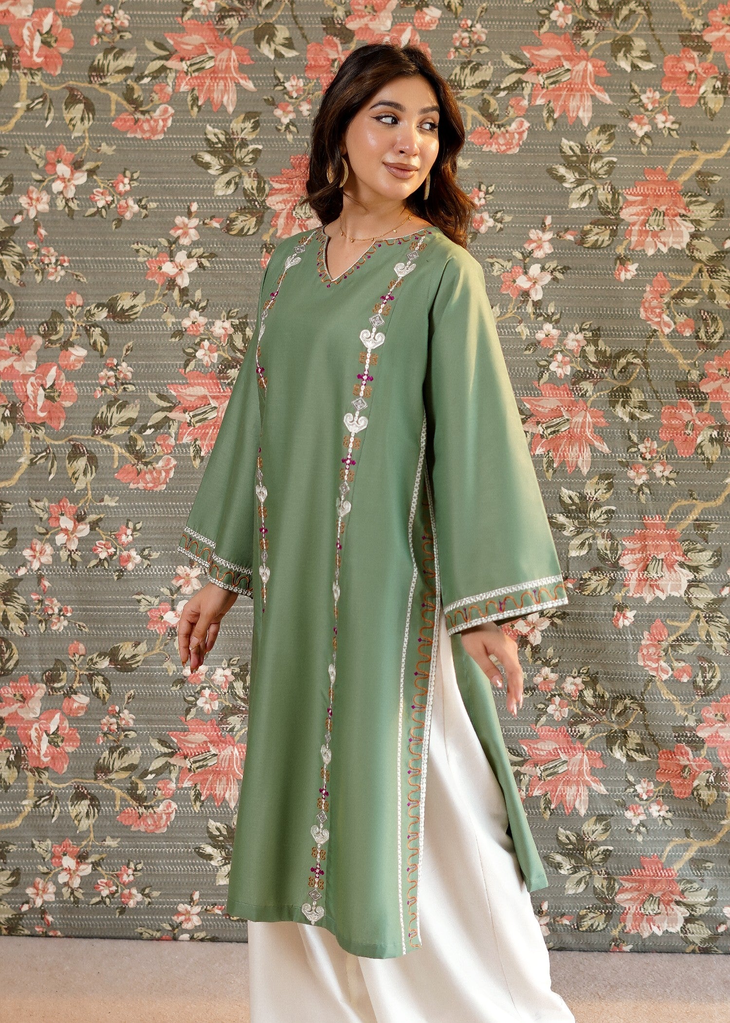 lawn Kurti in Pastel green