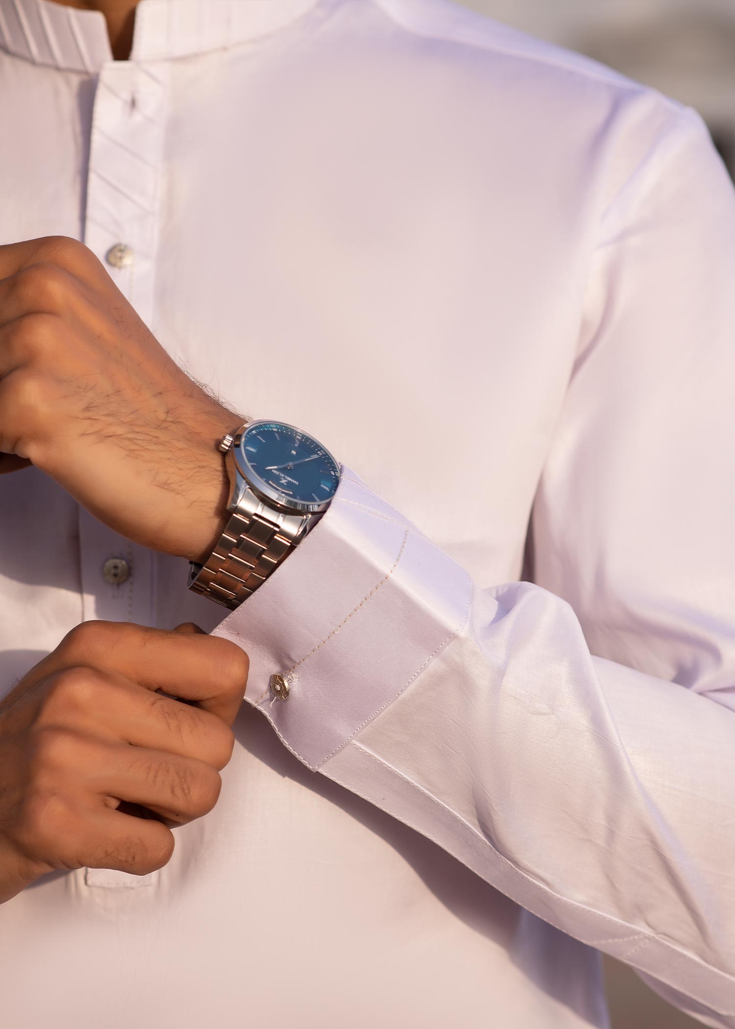 cotton satin Shalwar Kameez in White