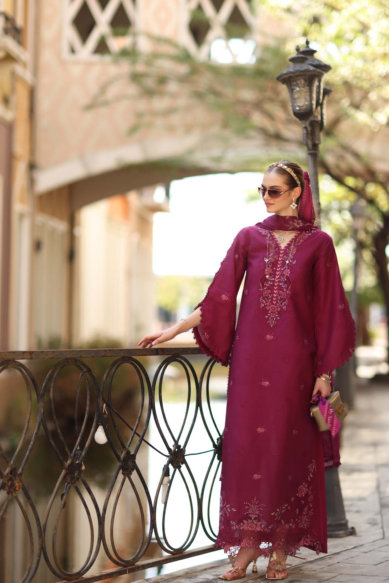 Noor Eid Luxe Printskhaas Lawn – D3 - A - Fushia Blush