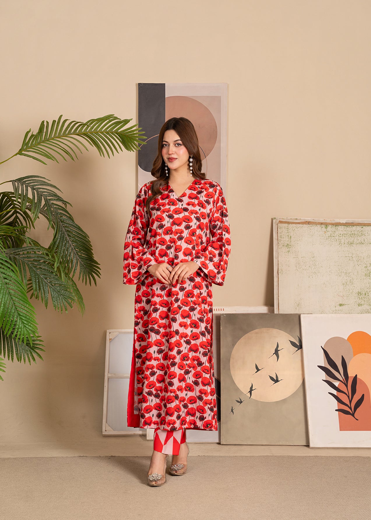 crepe Kurta Set in Blush pink