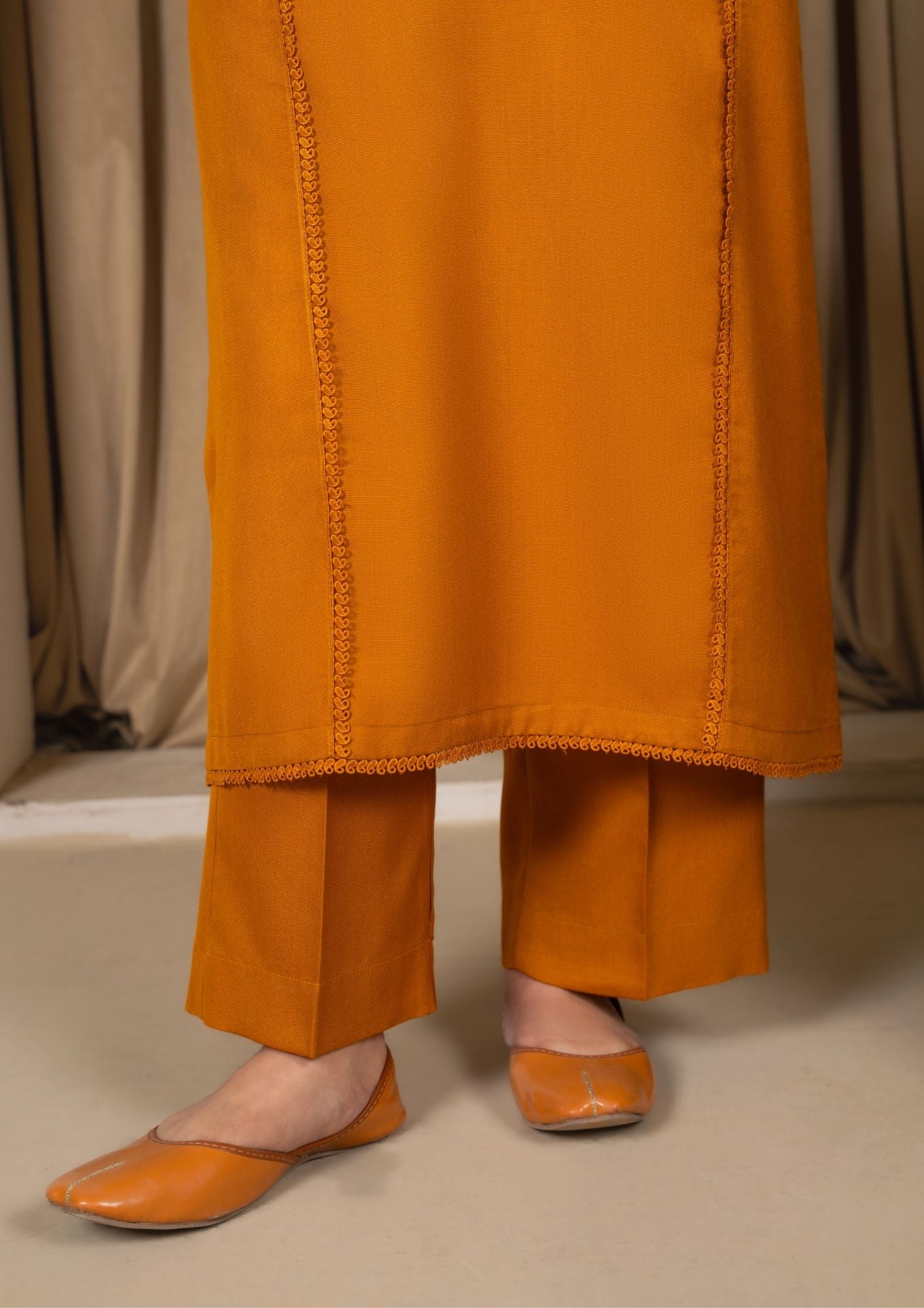 dhanak wool Kurta Set in Mustard