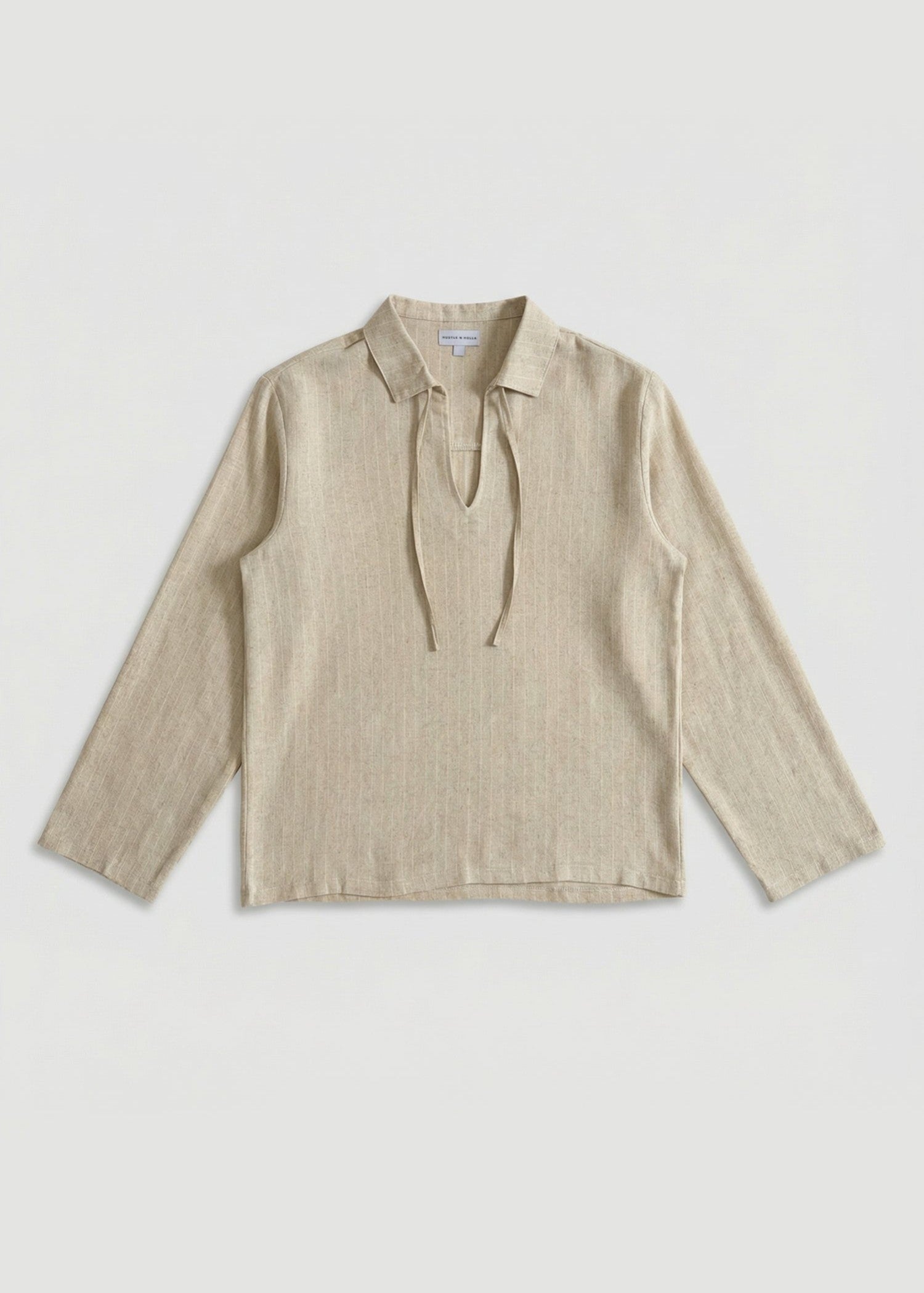 linen Polo Shirt in Beige