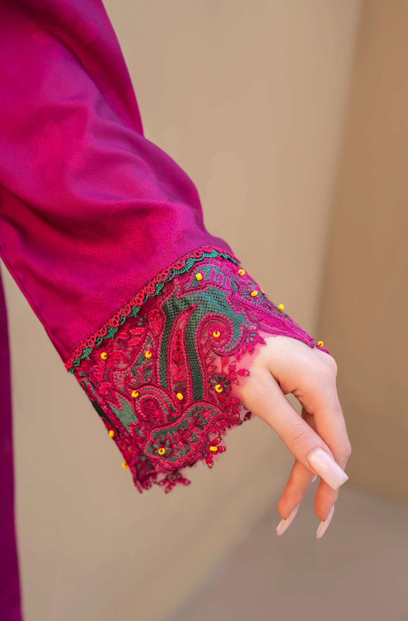 twill cambric Trousers in Magenta