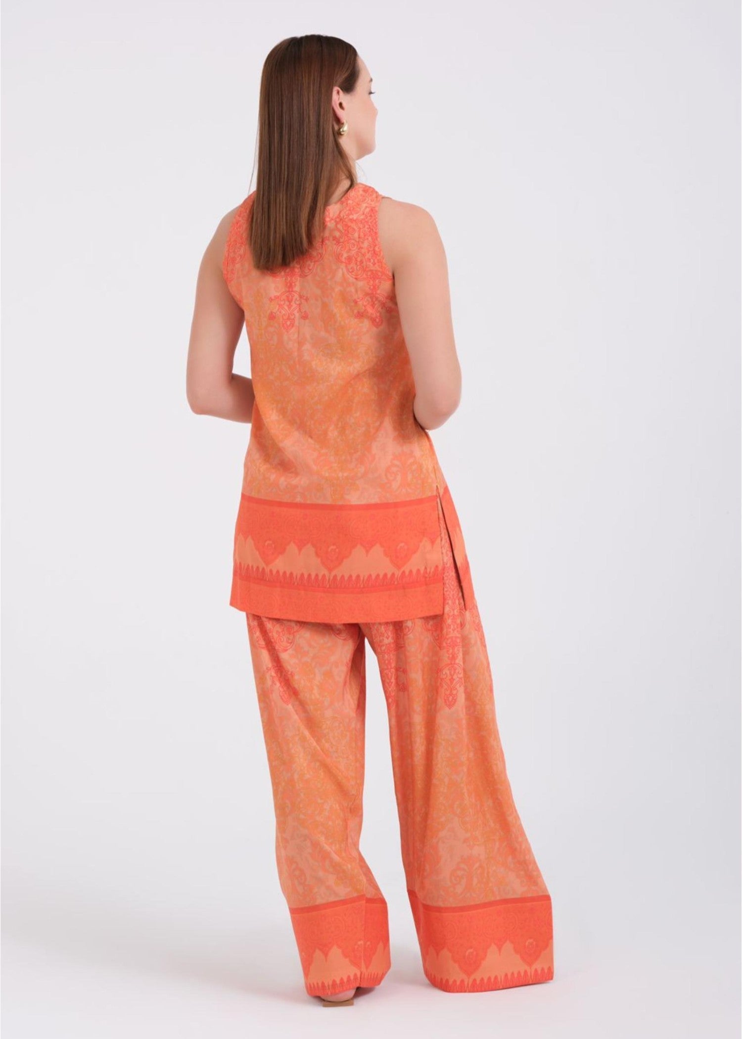 poly lawn Co Ord Sets in Pumpkin orange