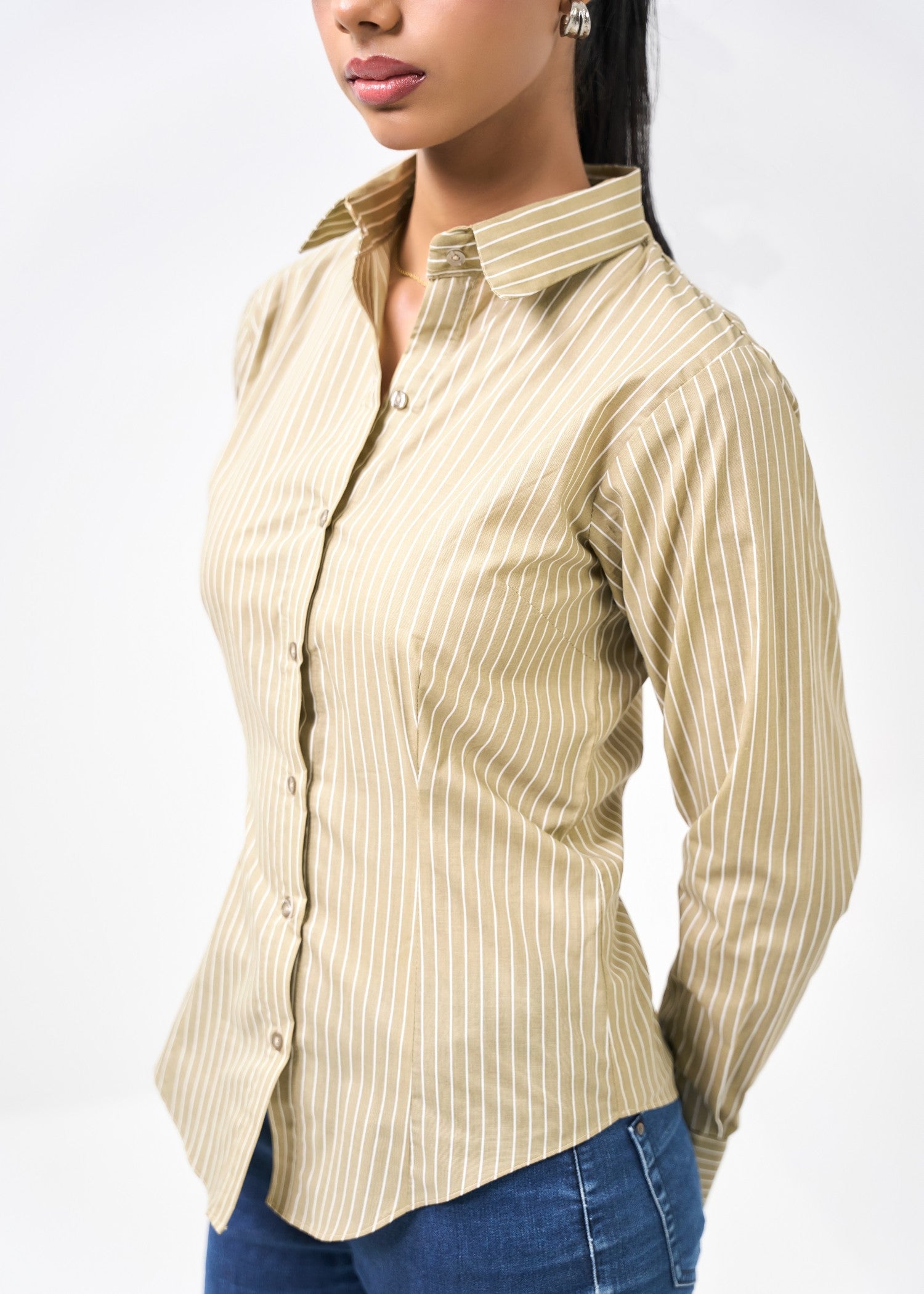 cotton Formal Shirt in Olive green