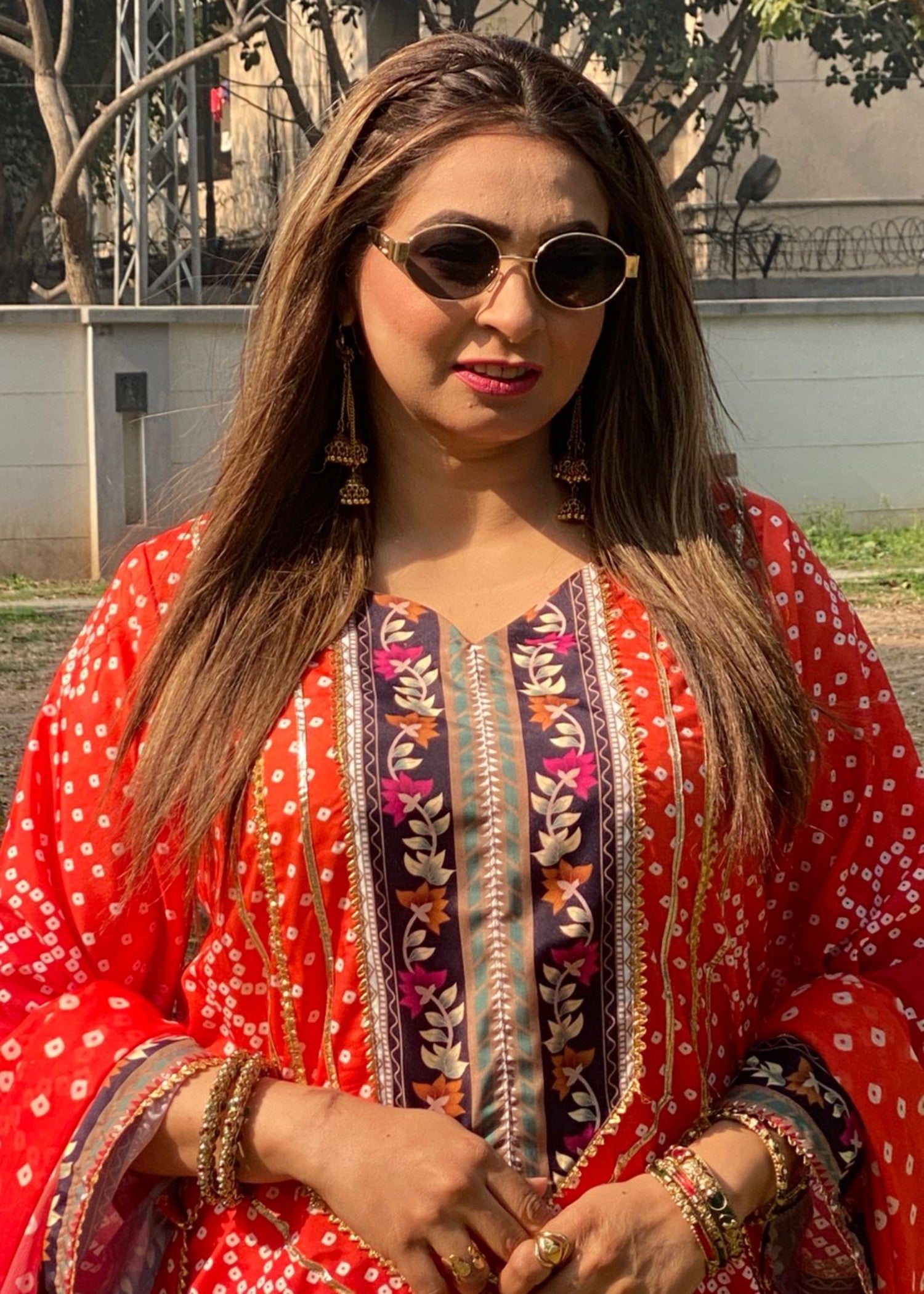 grip Kurta Set in Orange