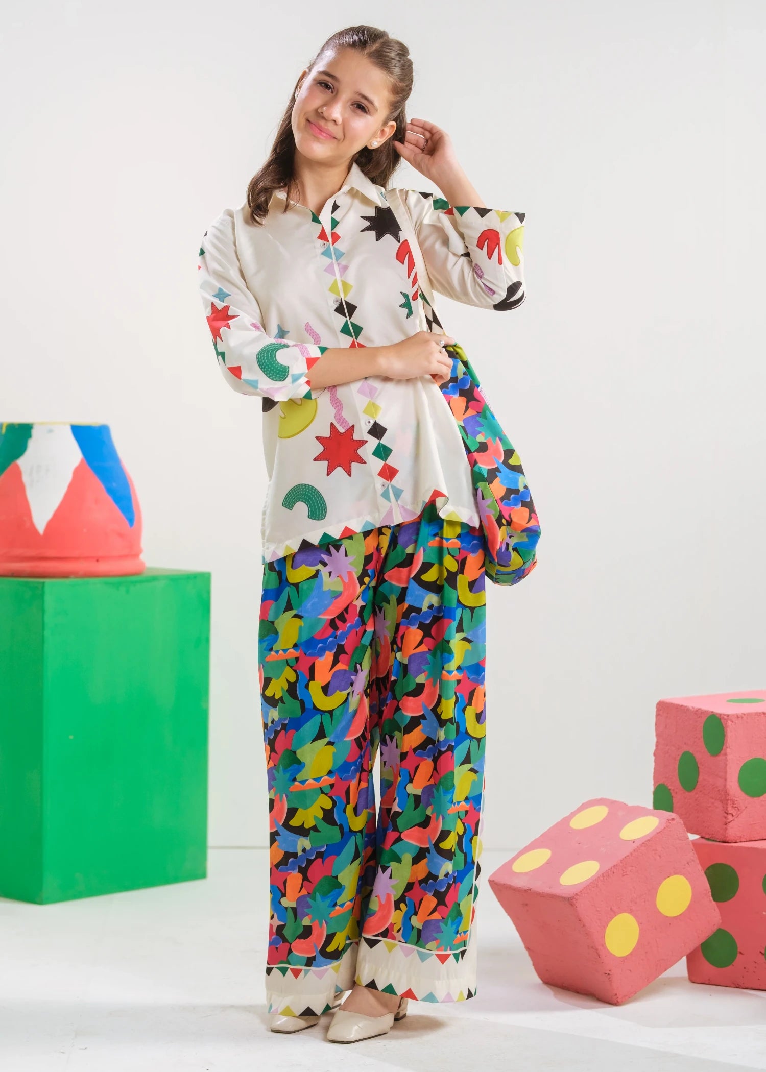 Co Ord Sets in White, multi