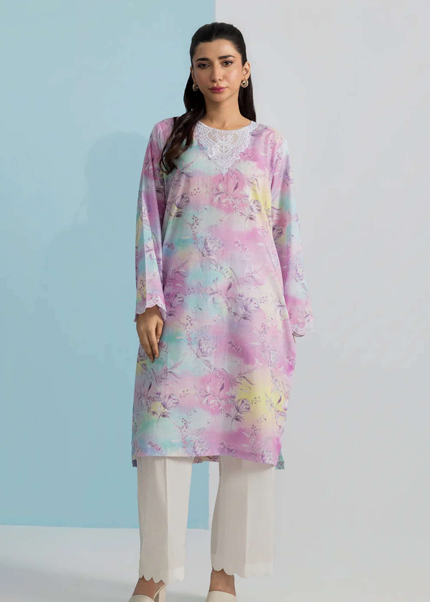 lawn Kurti in Lilac