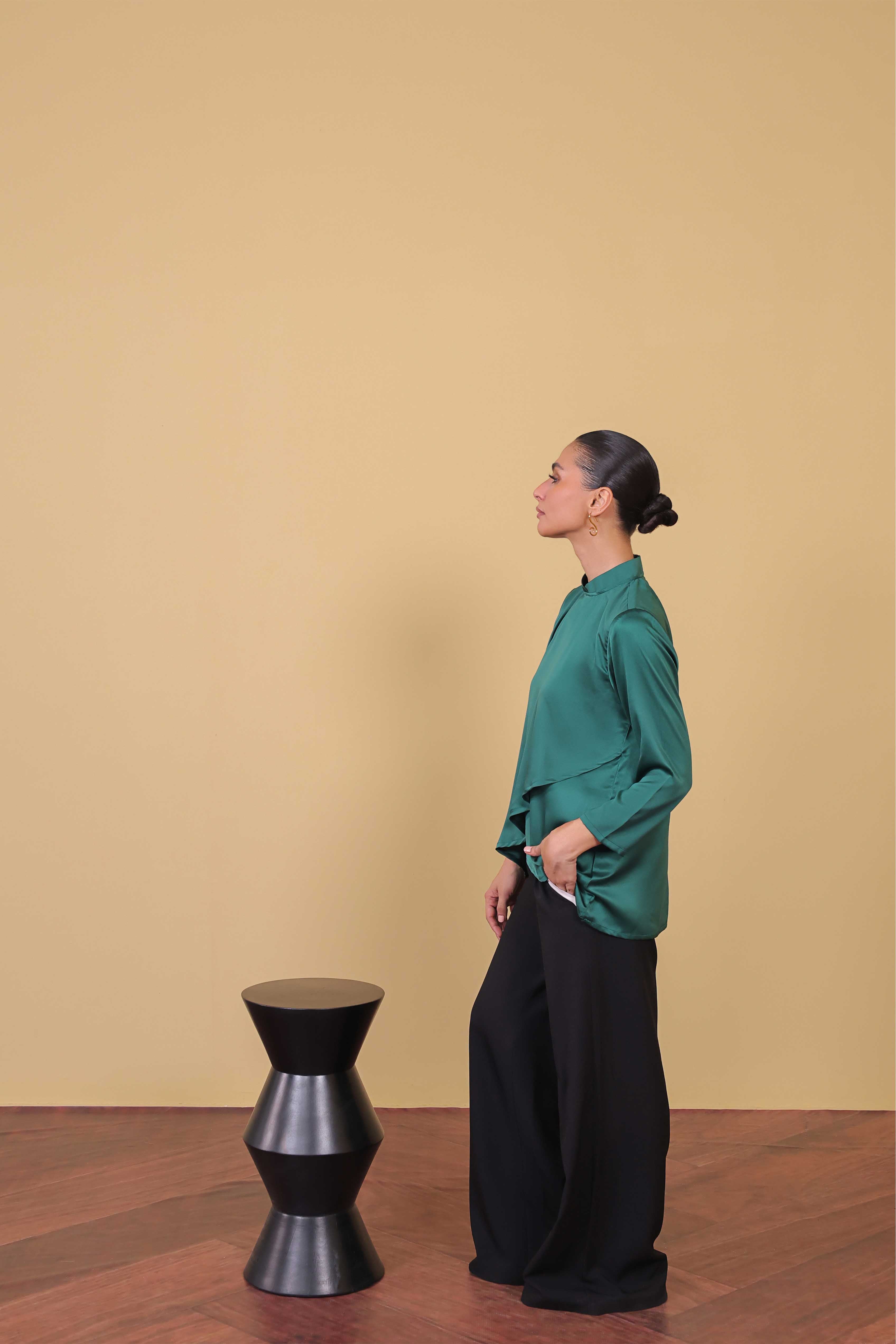 satin polyester Top in Teal