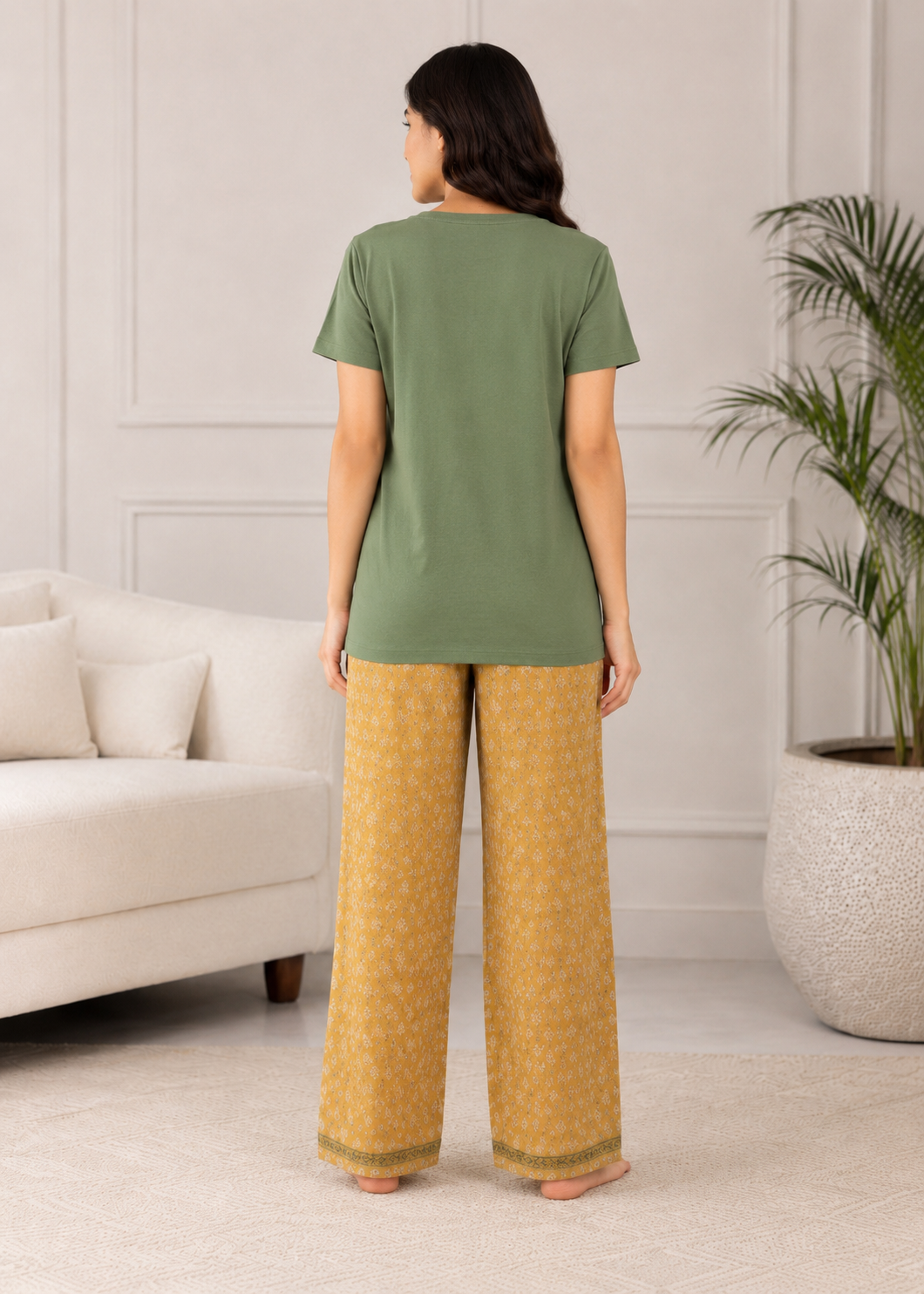 single jersey knit T Shirt in Fern green