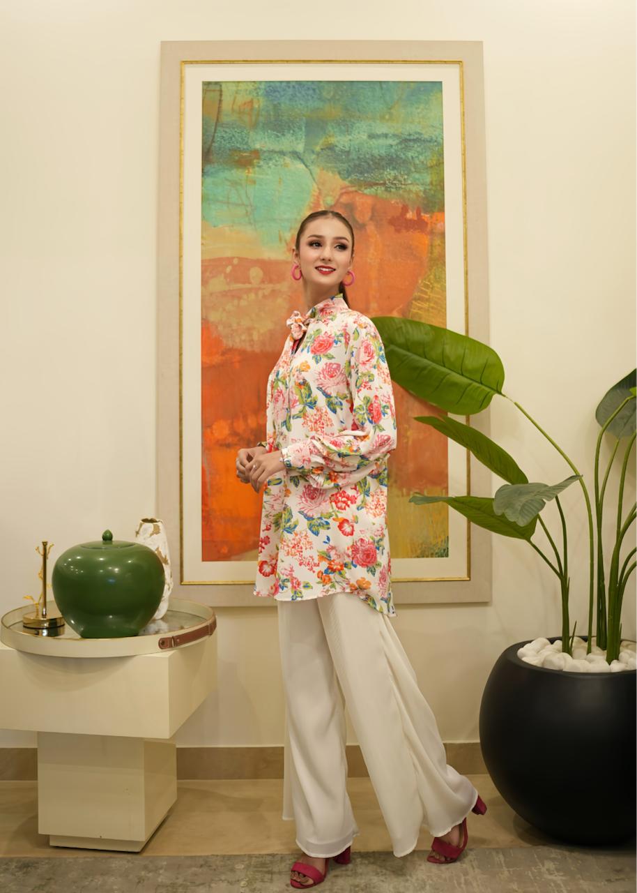 crepe Co Ord Sets in Pink, white, flamingo