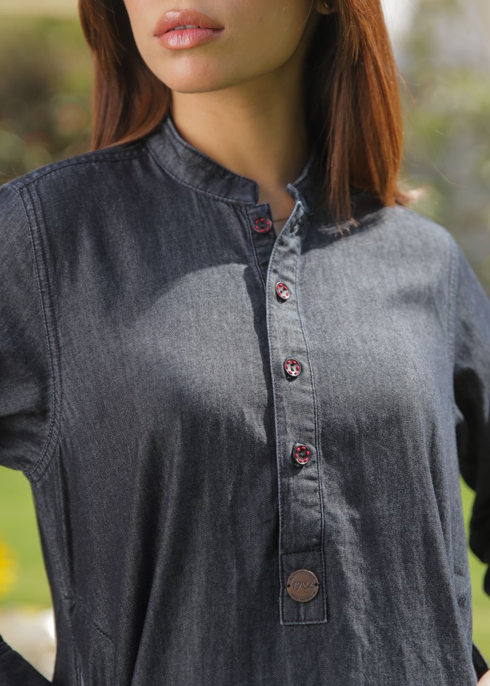 denim Kurti in Charcoal