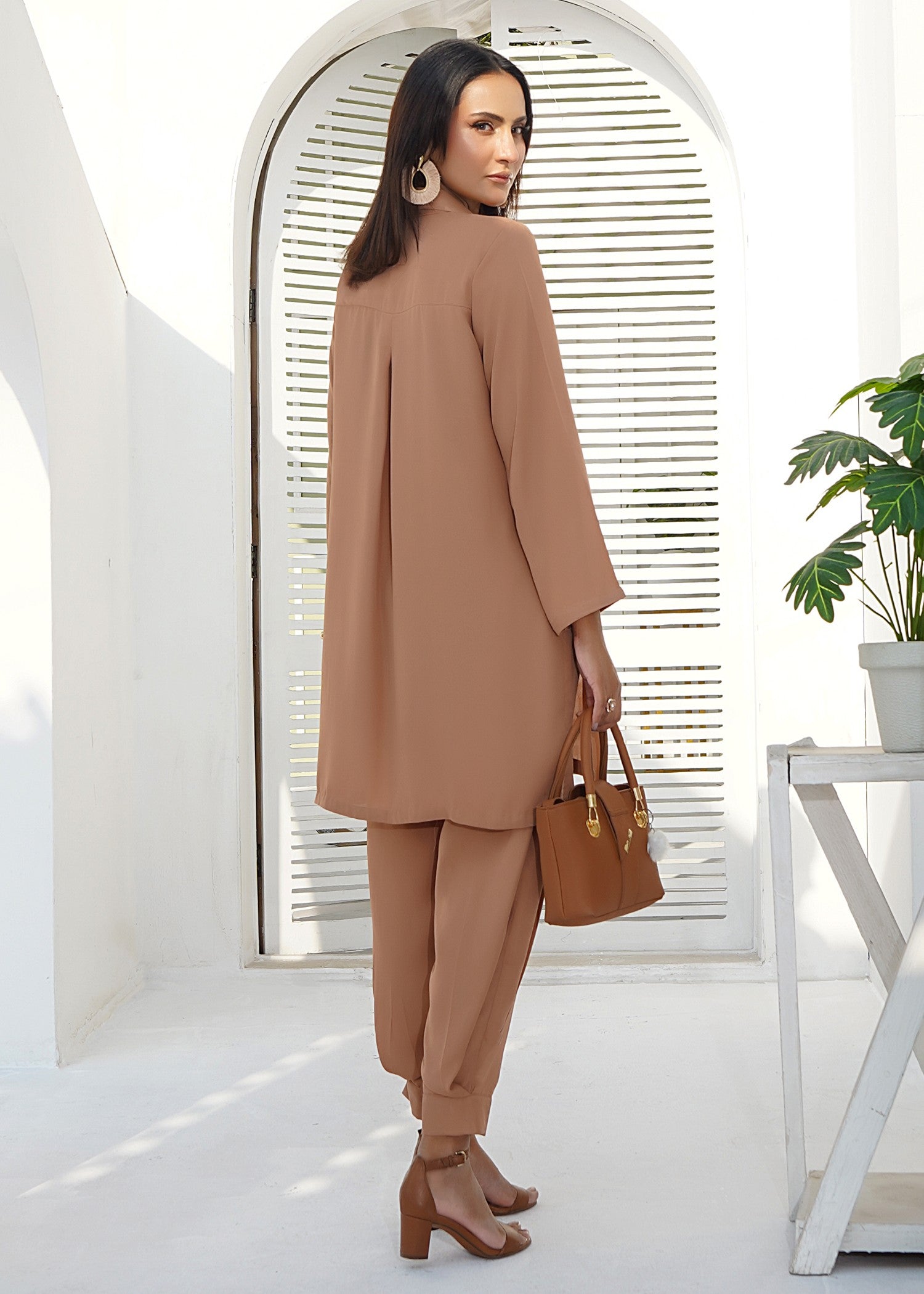 silk georgette Co Ord Sets in Almond brown