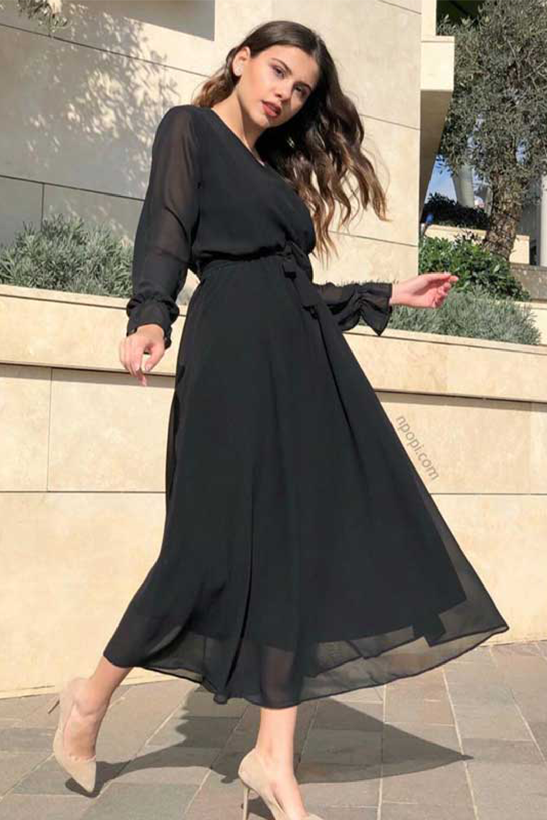 chiffon Dress in Black