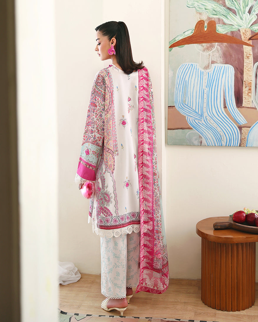 Eclat Garden Printed Lawn – Coral Hibiscus