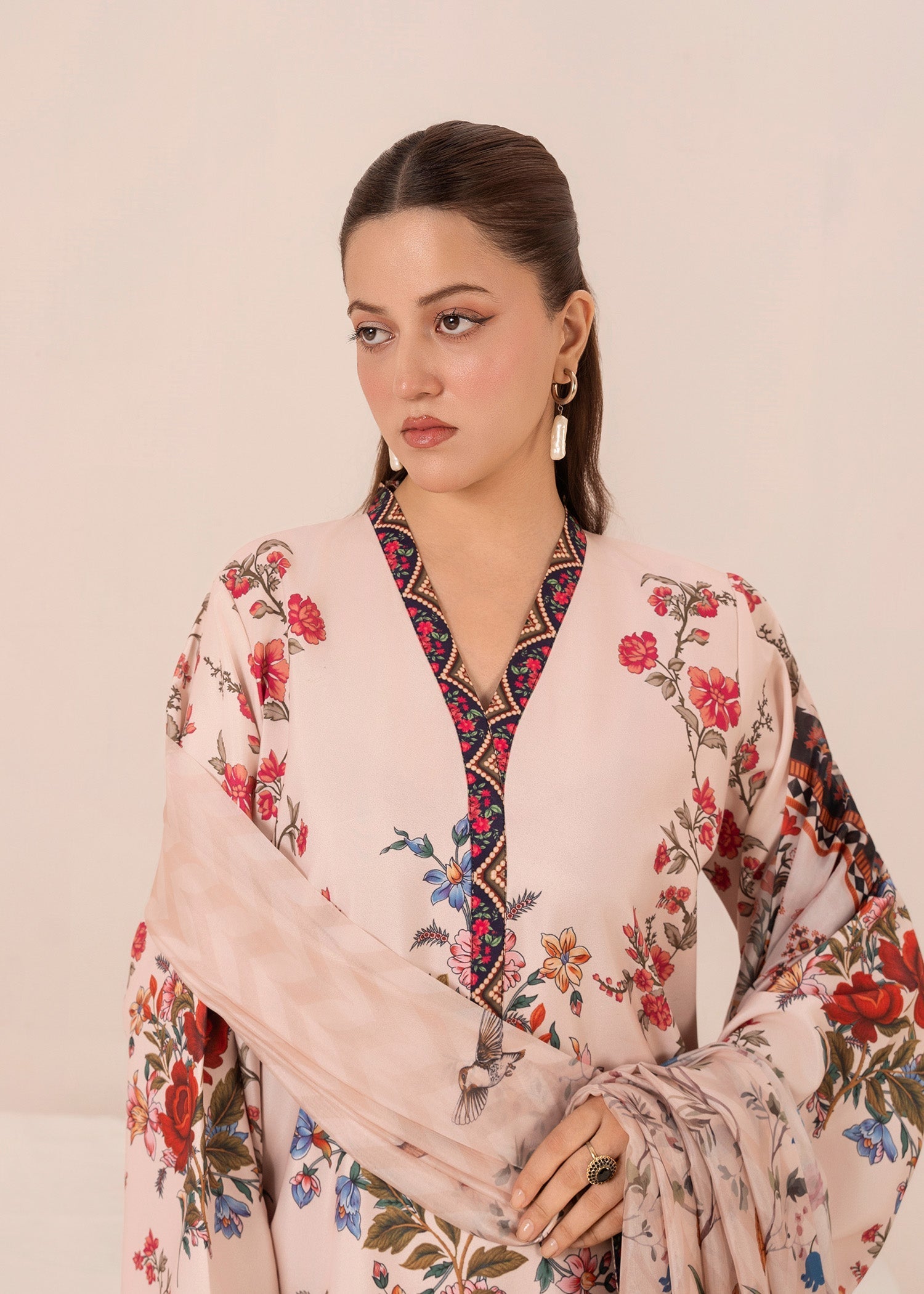 crepe Kurta Set in Light pink