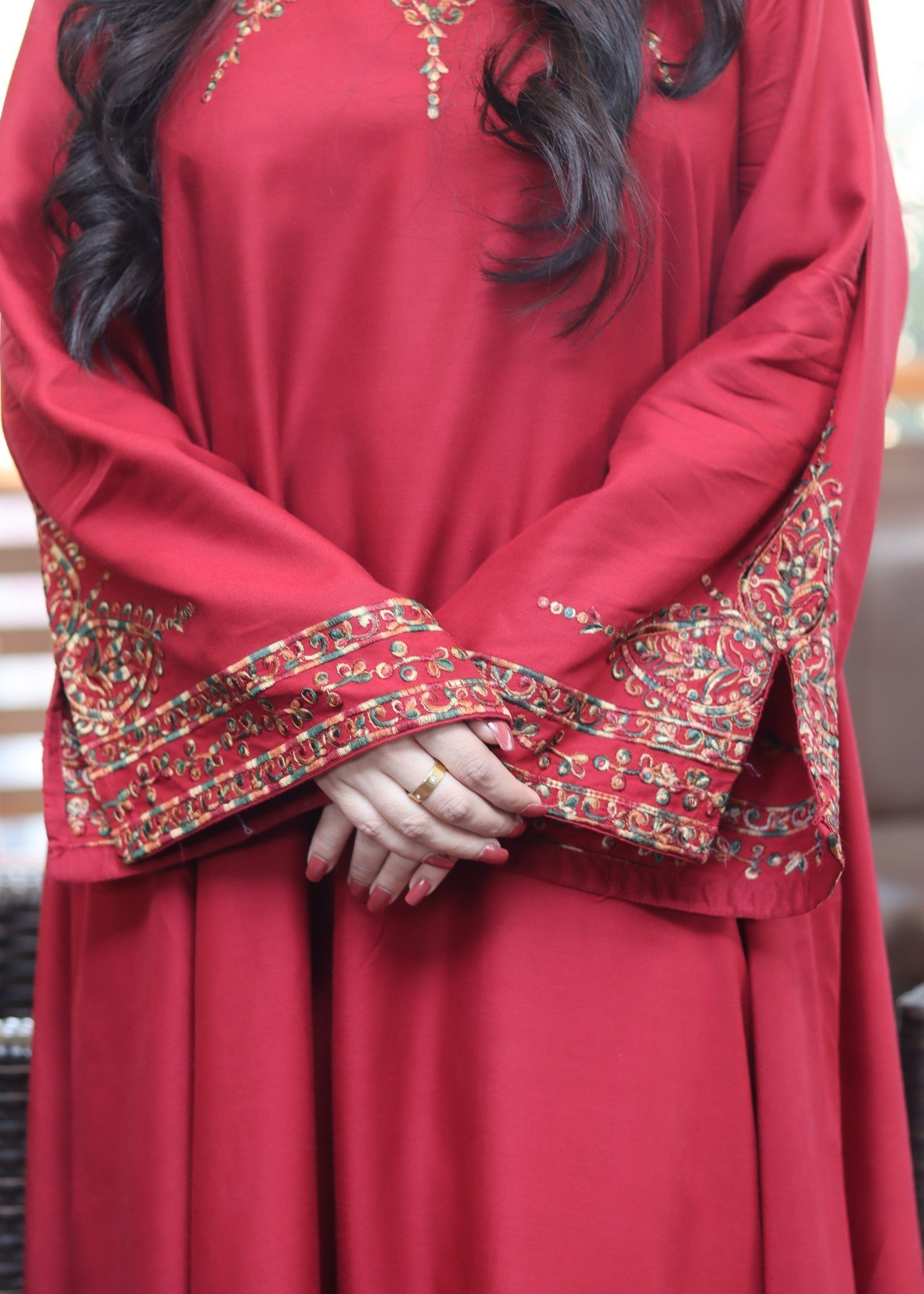 dhanak linen Maxi in Amaranth