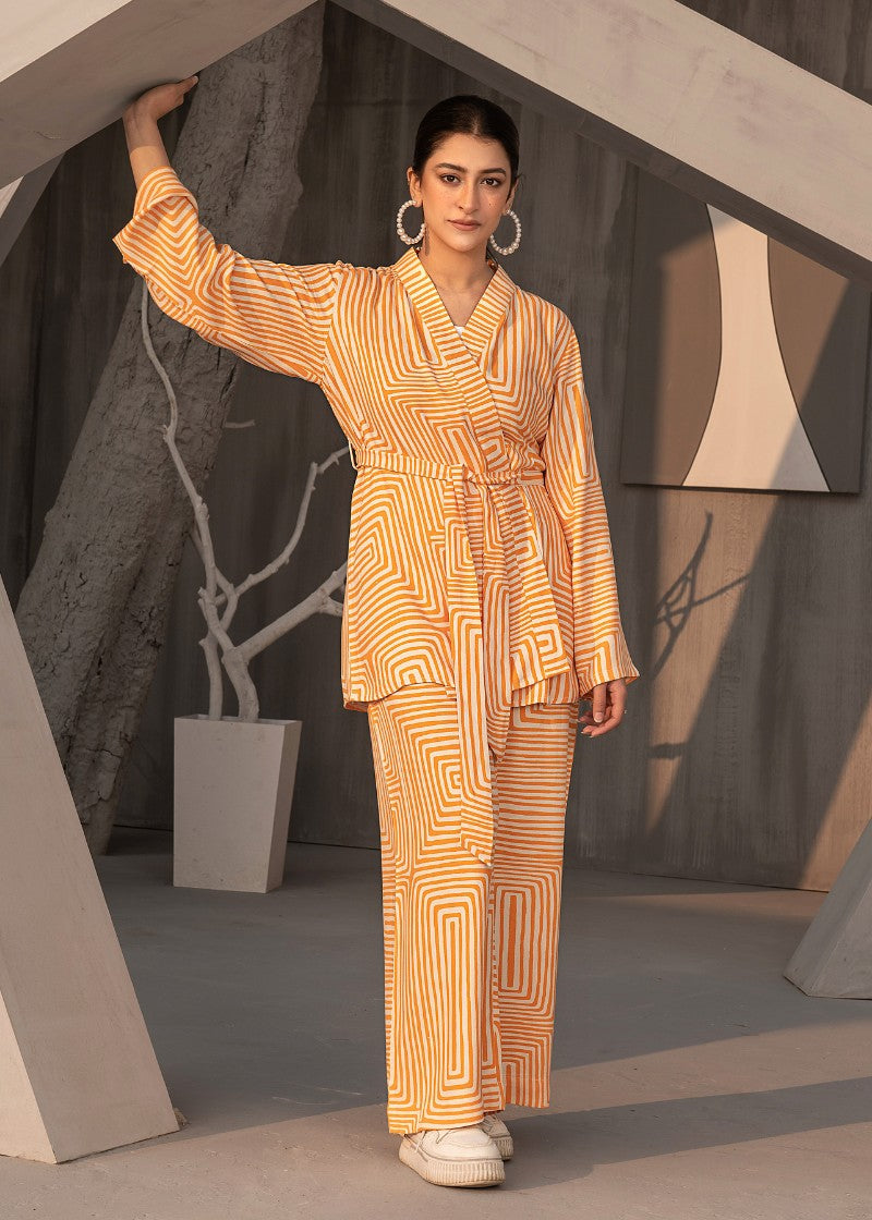 blended grip silk Co Ord Sets in Orange