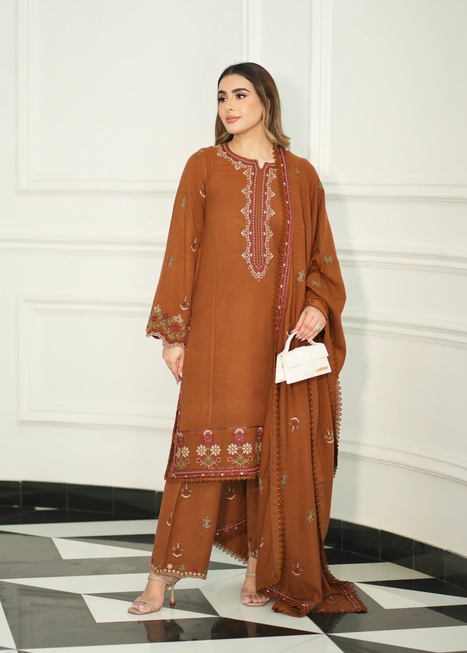 dhanak Kurta Set in Chili orange