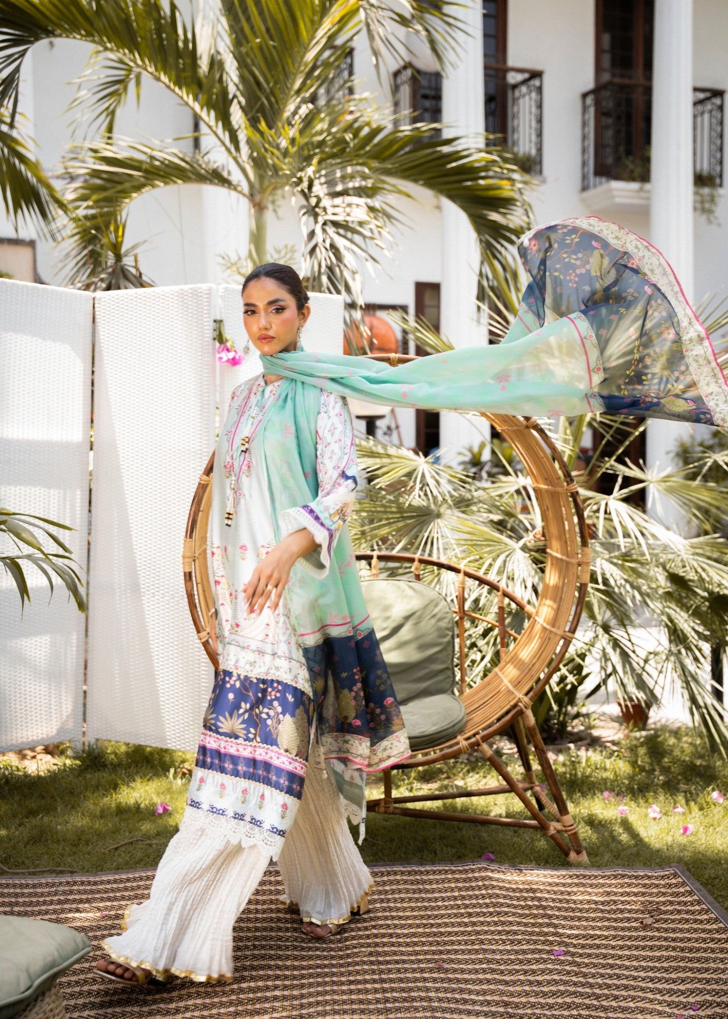 silk Sharara in Off-white