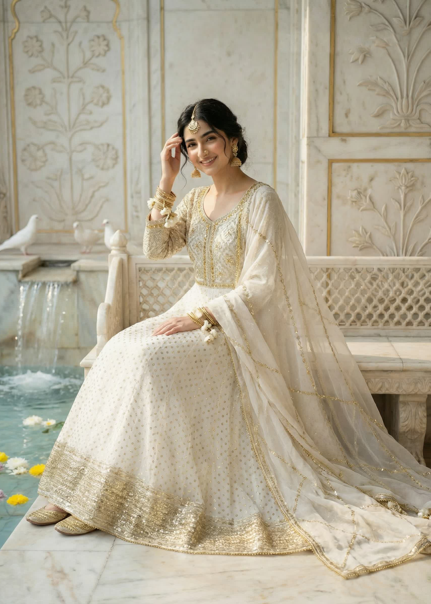chiffon Maxi in Pearl white