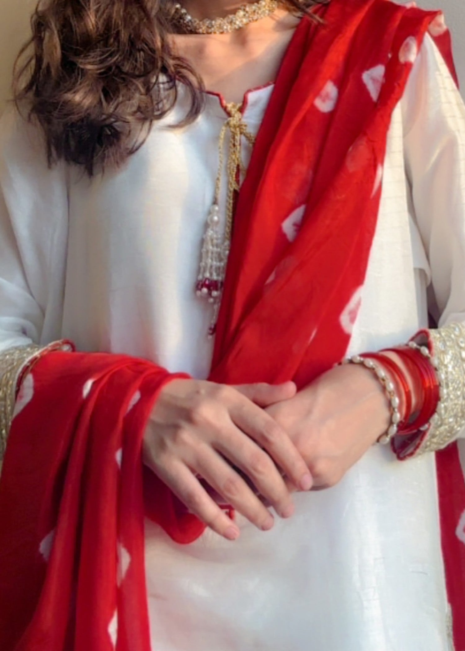 korean raw silk Kurta Set in Pearl white