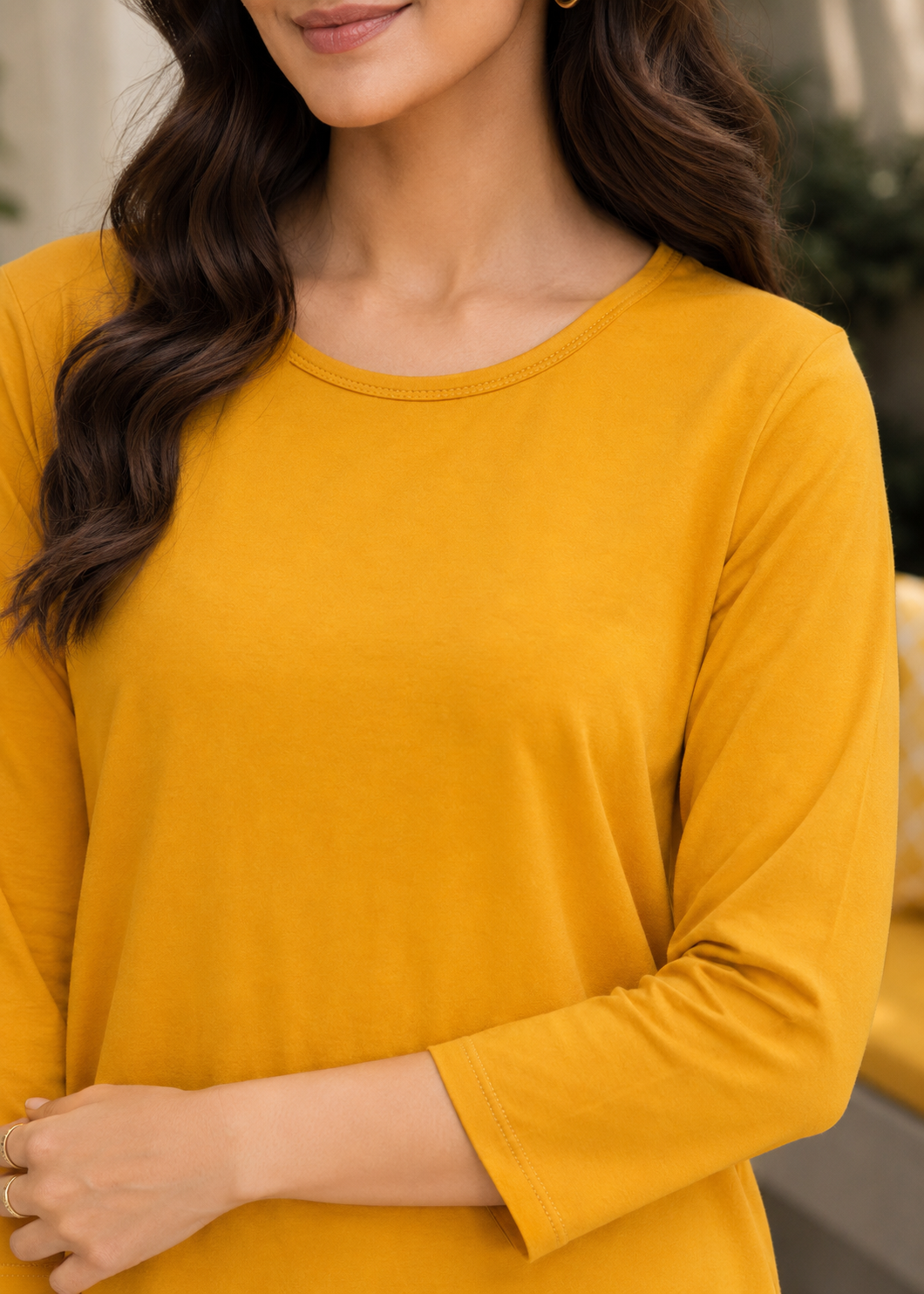single jersey knit Top in School bus yellow
