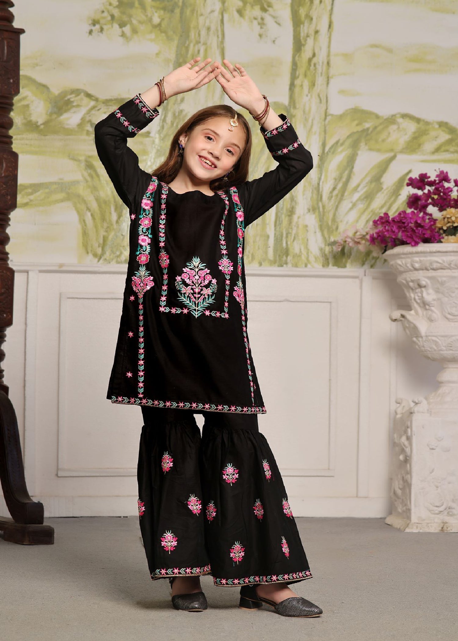 cotton Gharara in Black