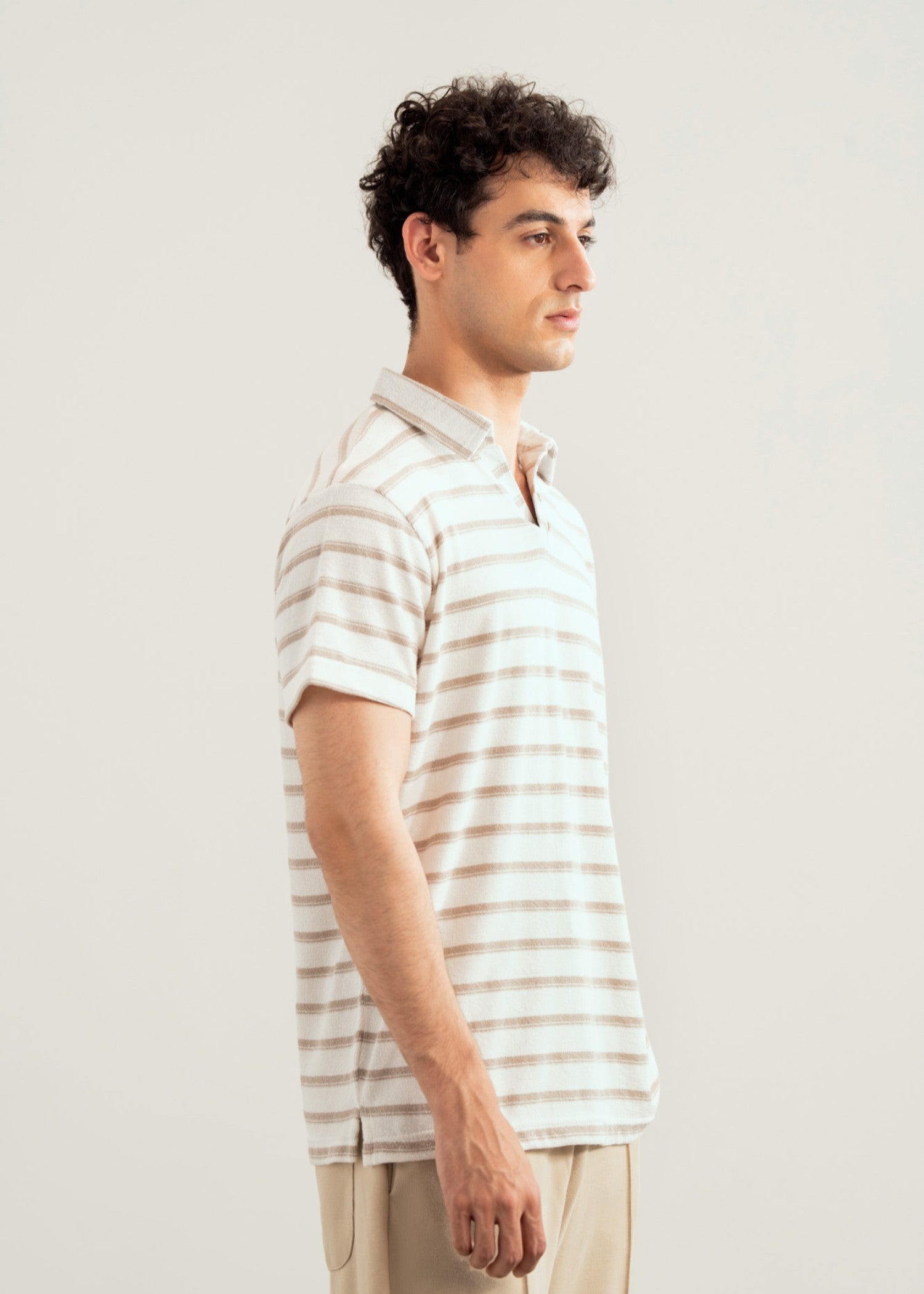 cotton Polo Shirt in Brown, white