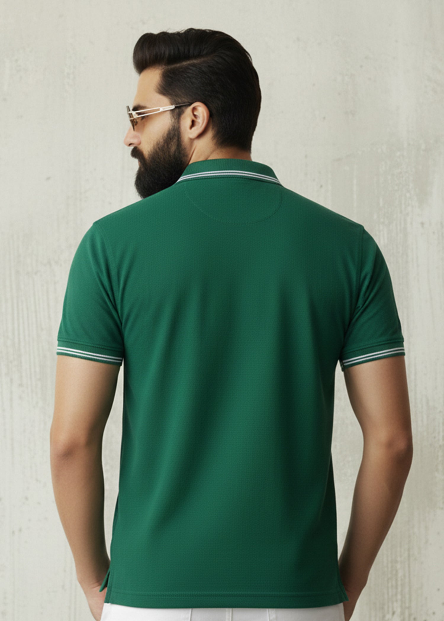 cambric cotton Polo Shirt in Dark green