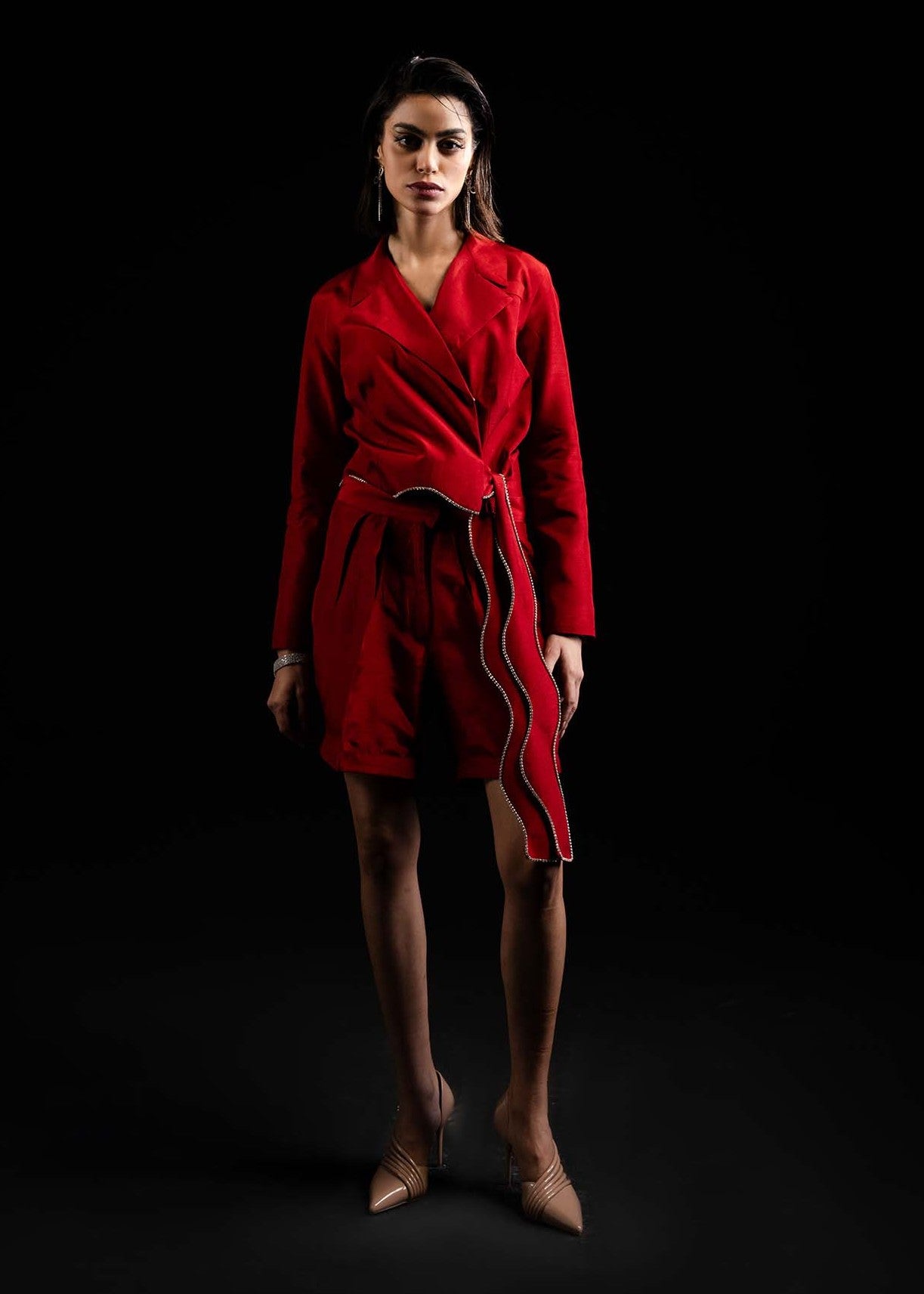 raw silk Co Ord Sets in Red