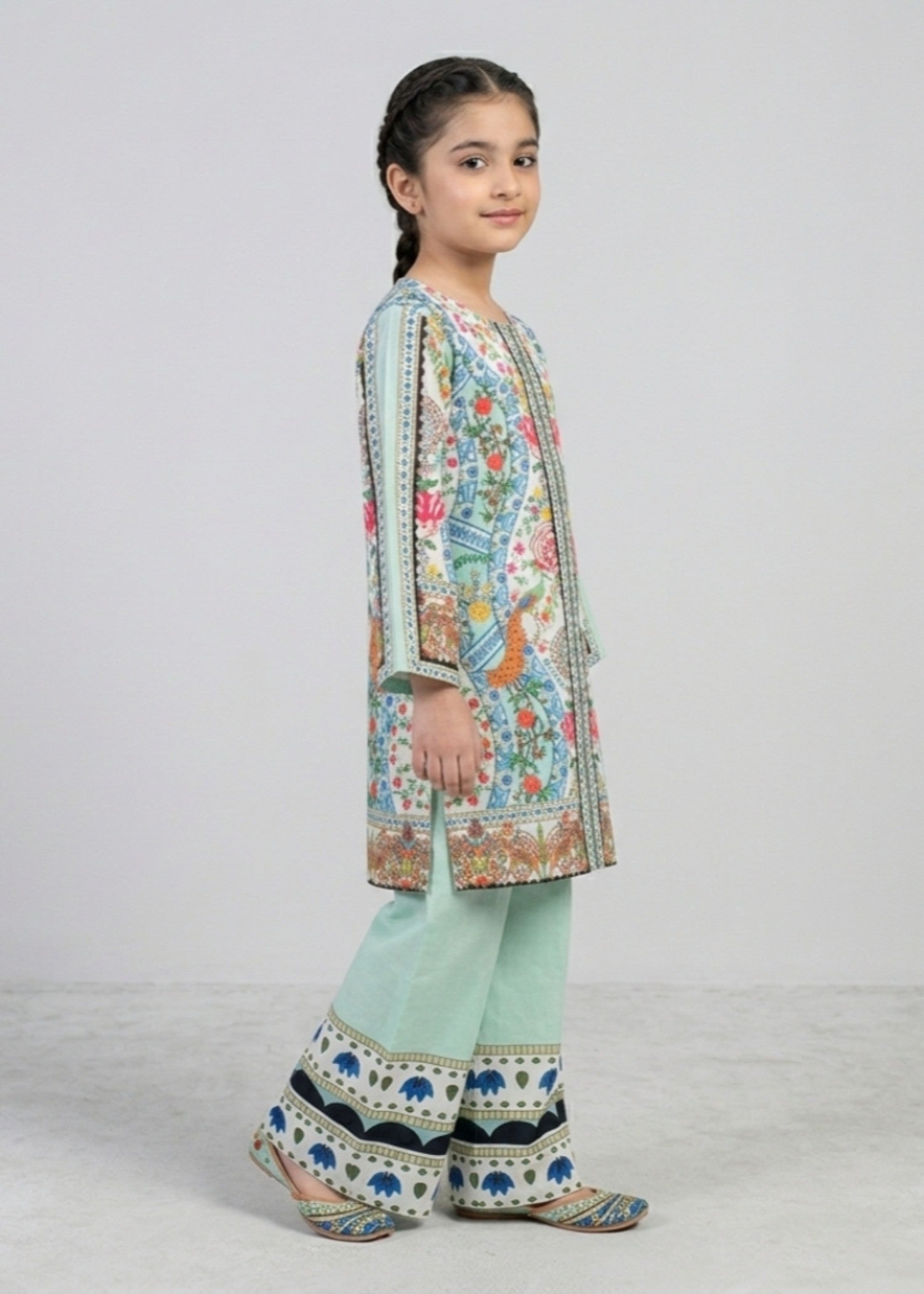 crepe Kurta Set in Mint green