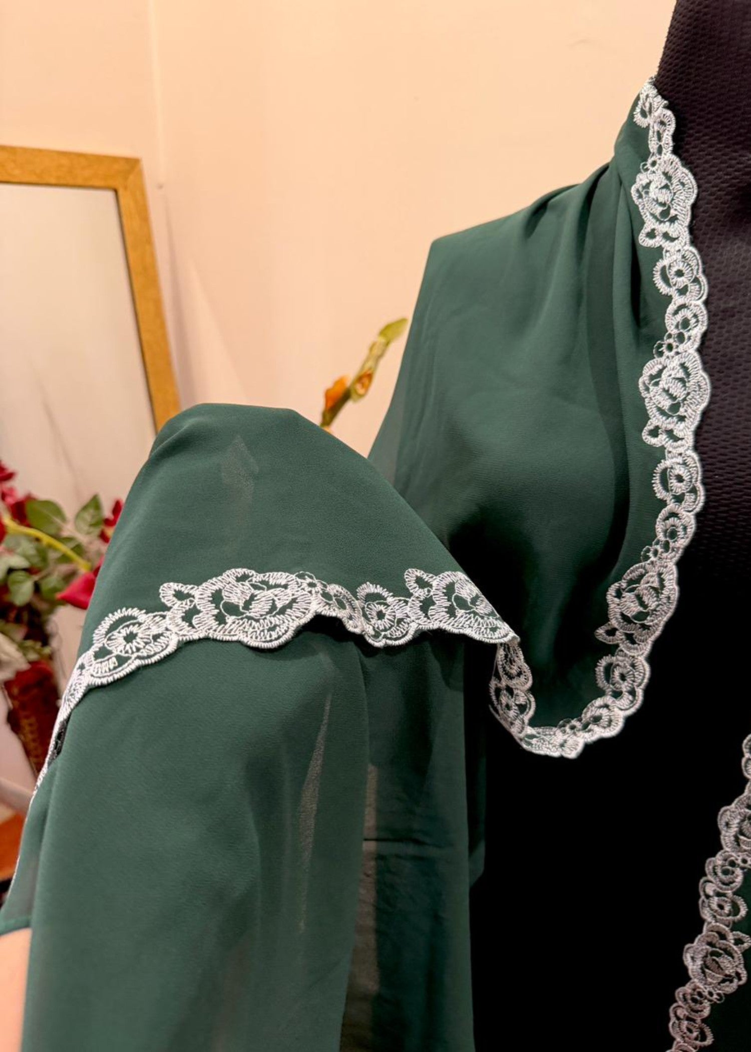 georgette chiffon Hijab in Bottle green
