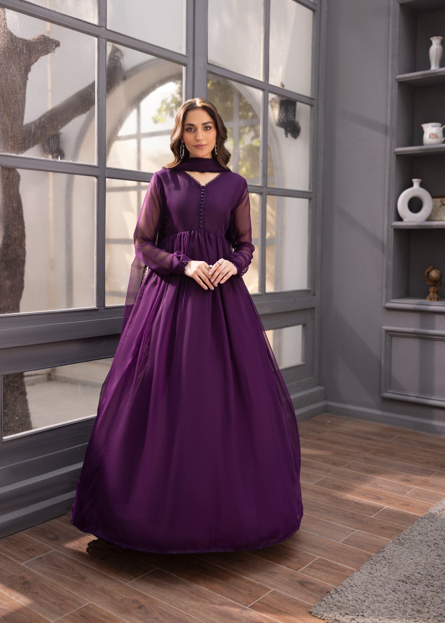 crinkle Maxi in Purple