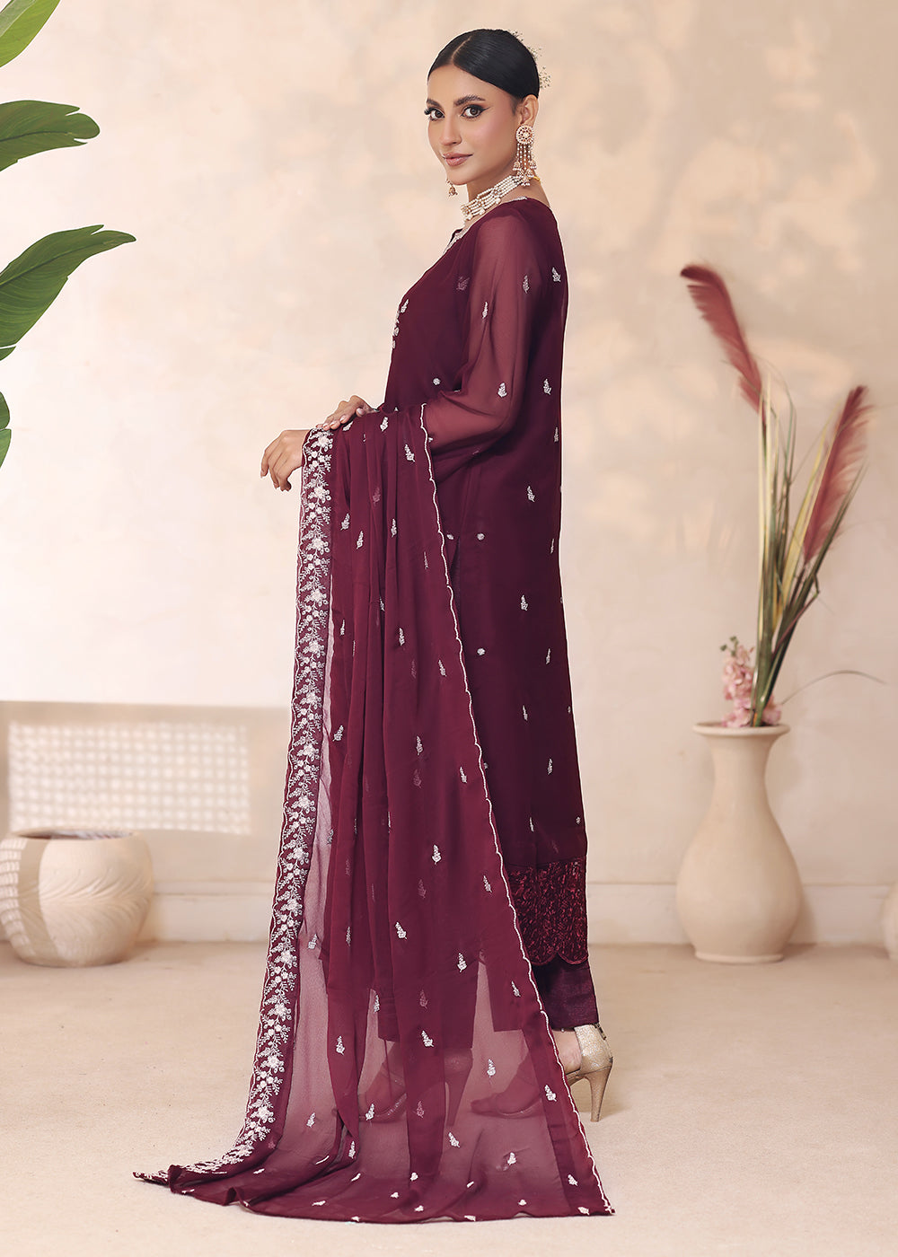 chiffon Unstitched in Plum