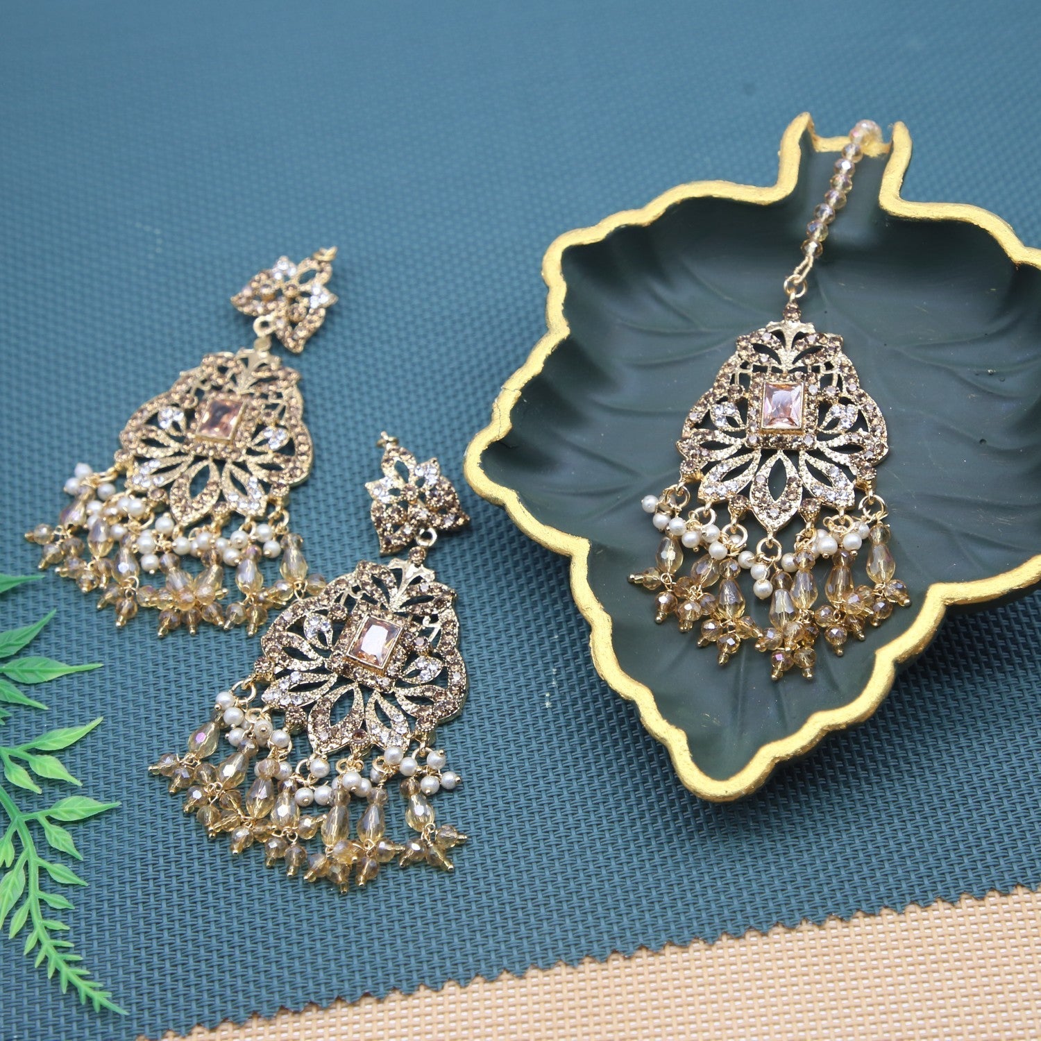 Jewelry Set in Champagne Color by - Trendy Women Jewelry Set TBK6100