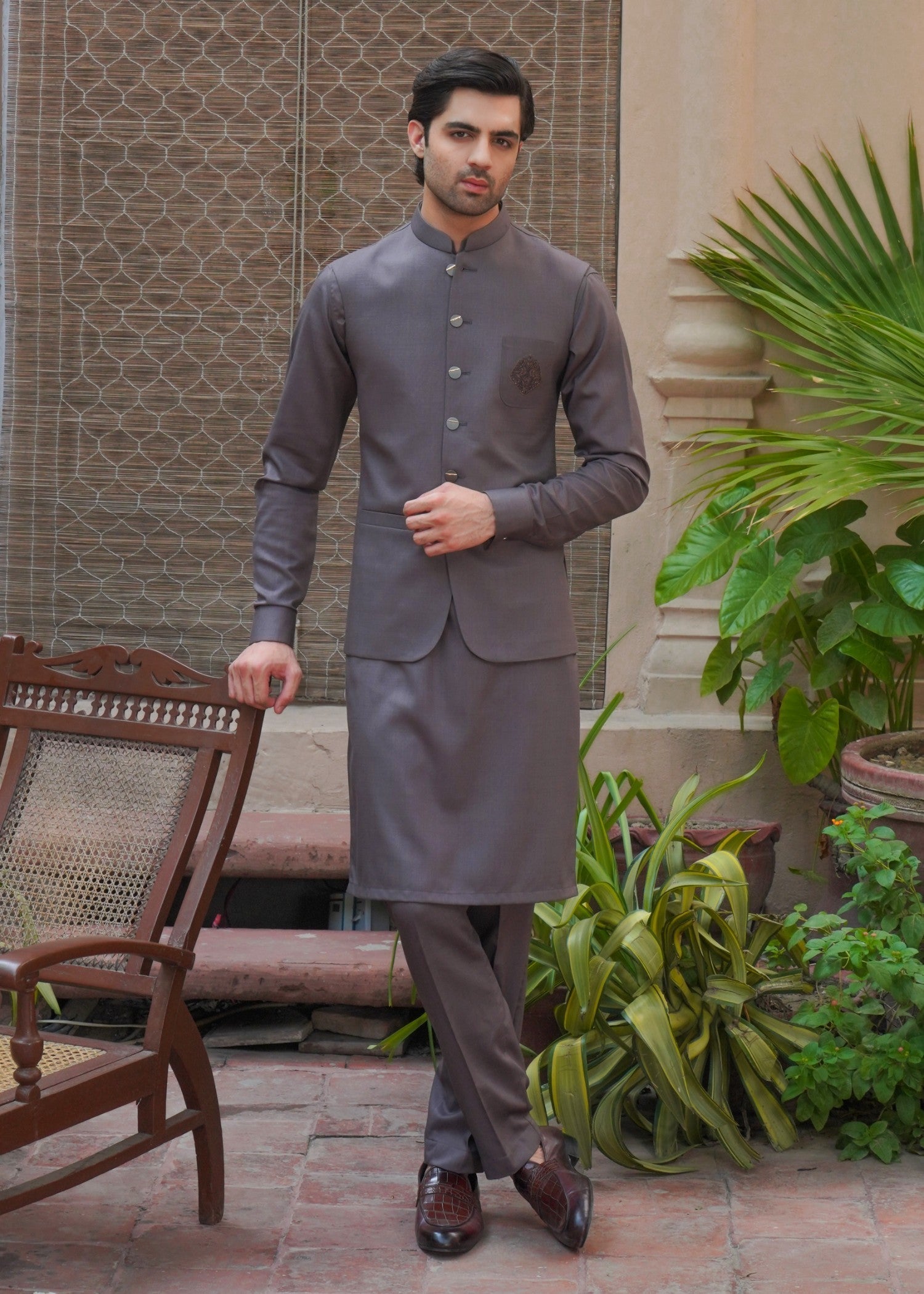 wool Waistcoat in Grey