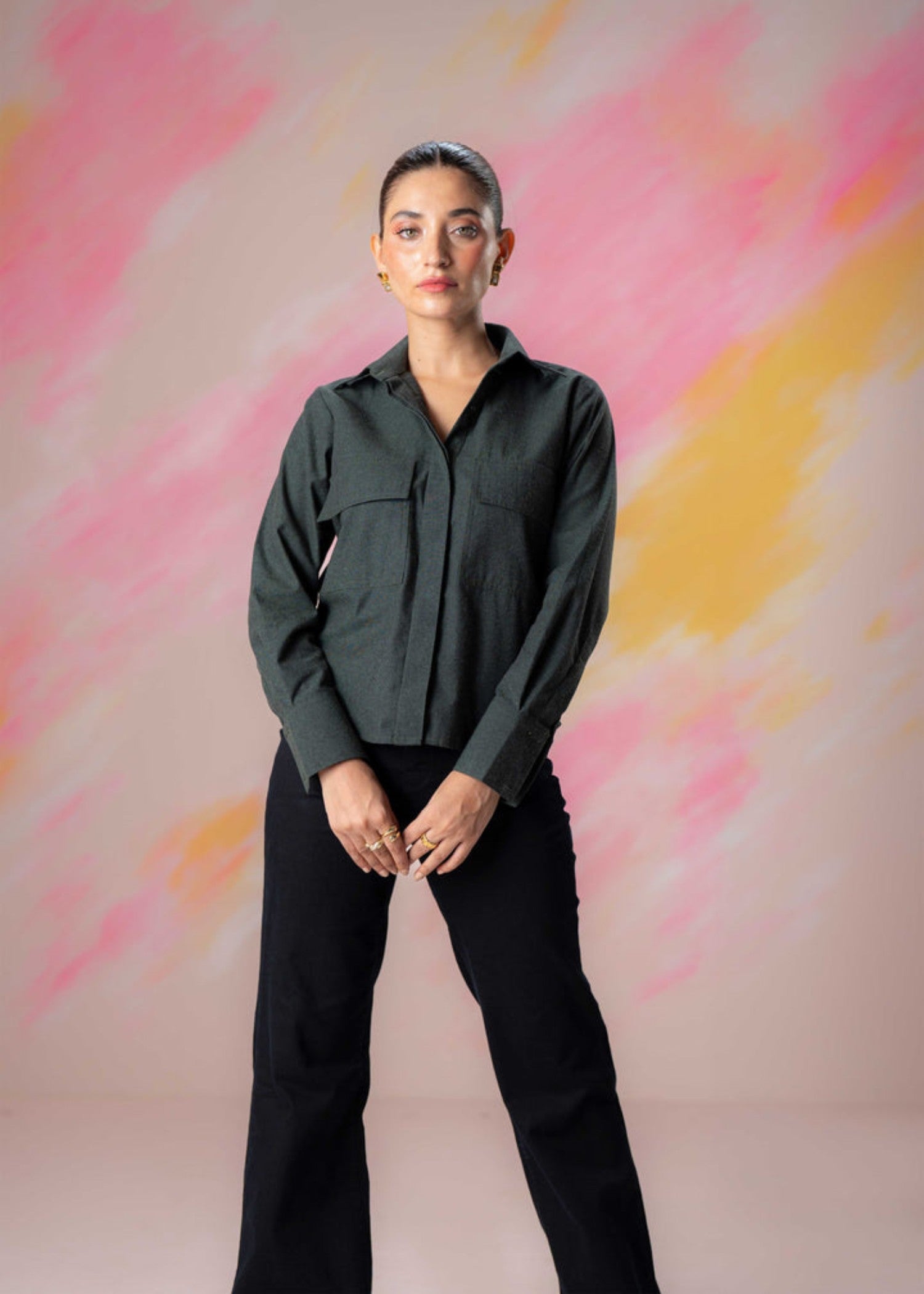 polycotton Top in Dark green