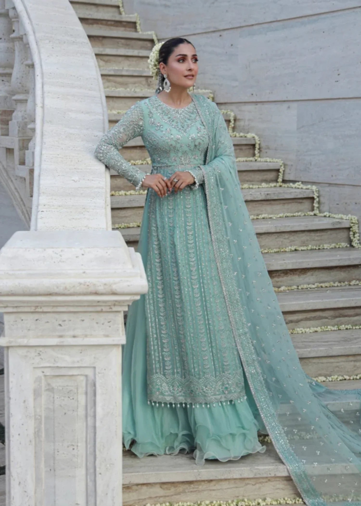 chiffon Sharara in Aquamarine