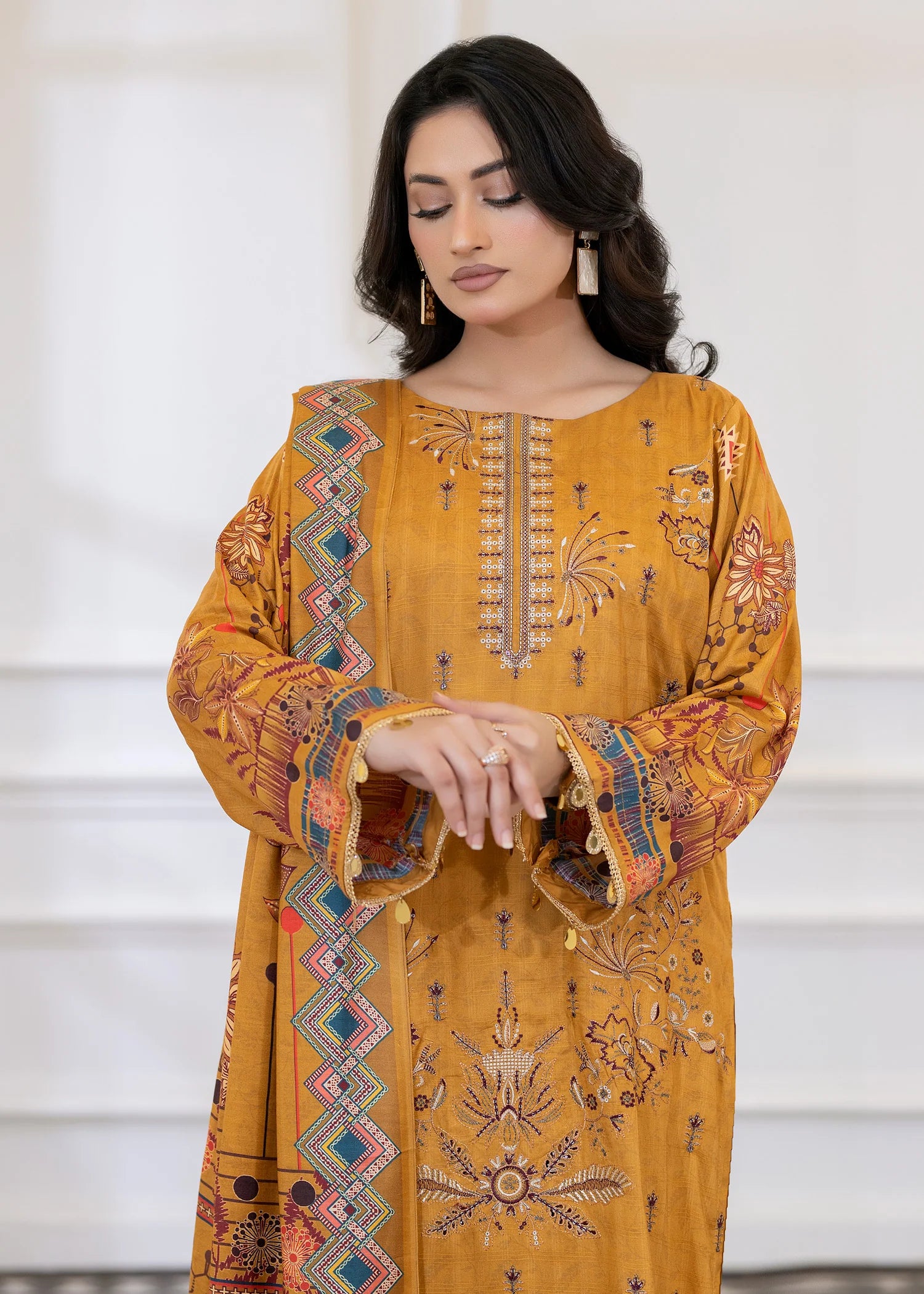 wool Kurta Set in Mustard
